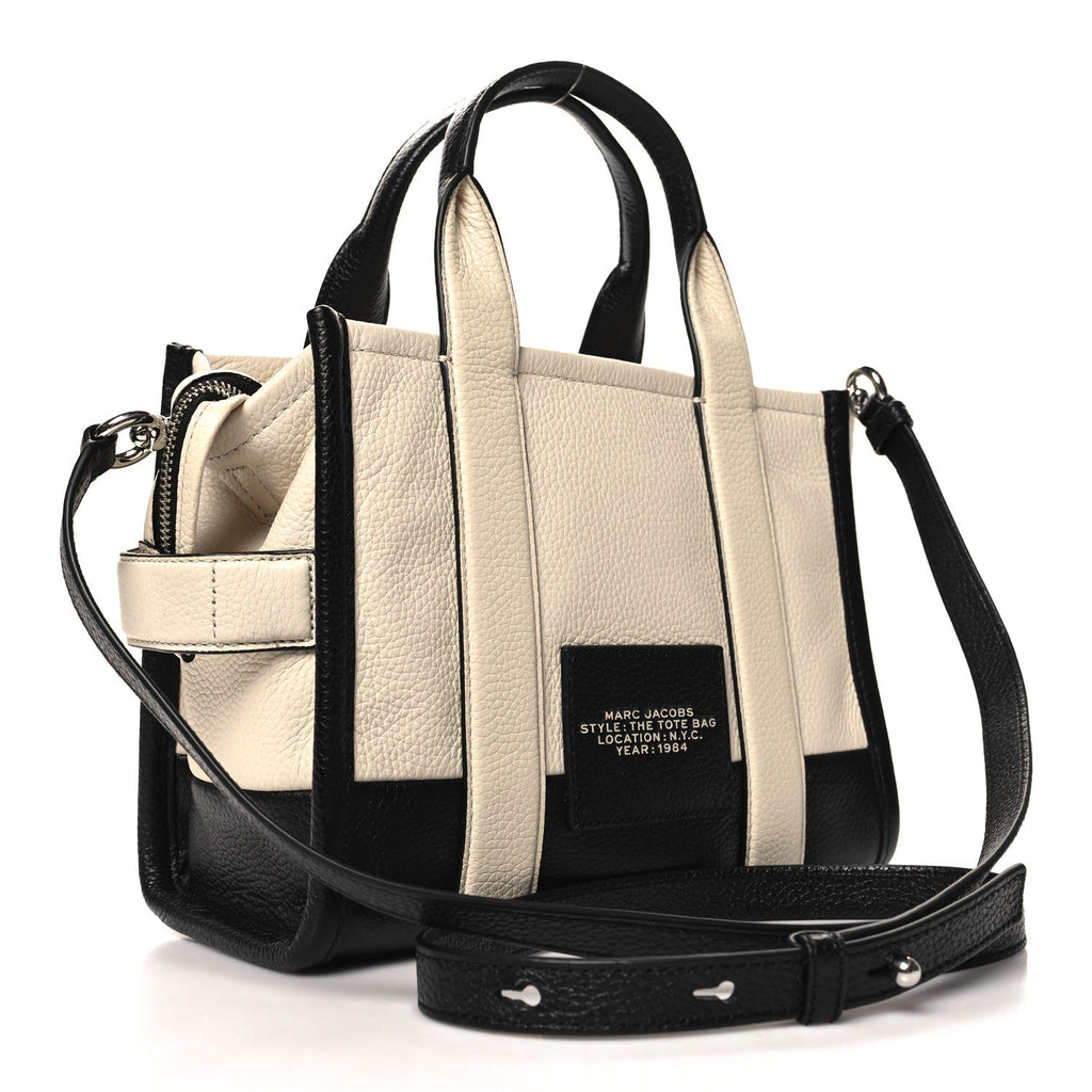 Grained Calfskin Colorblock Mini The Tote Bag Ivory Multi