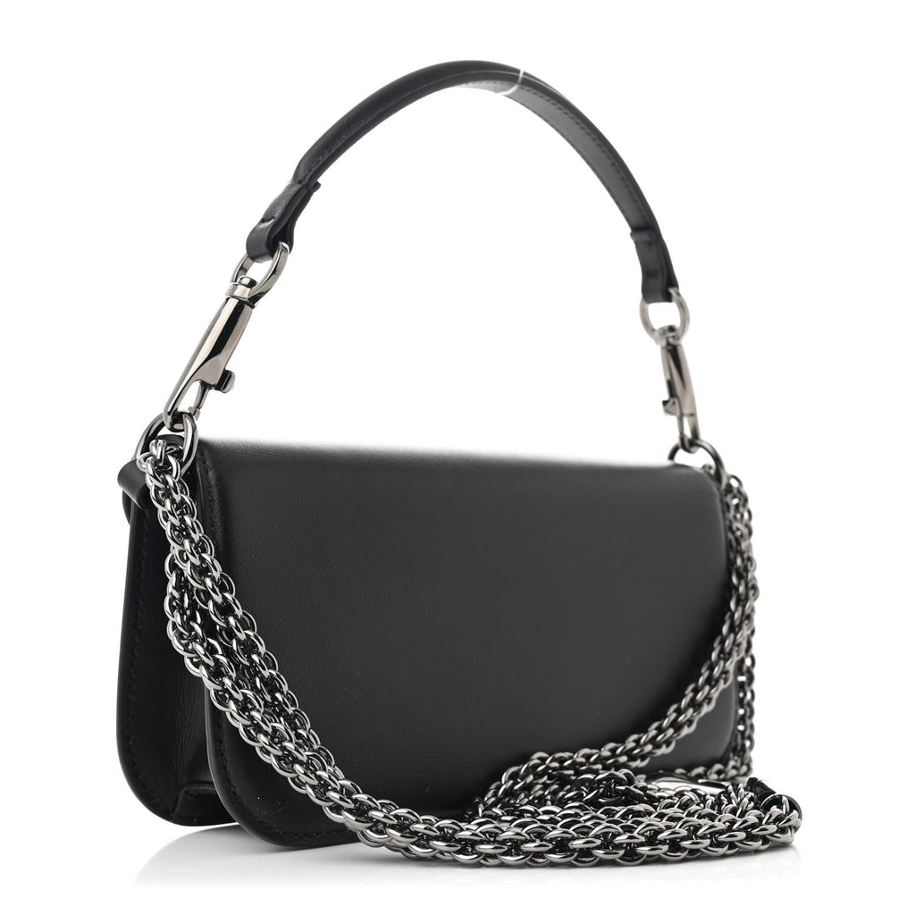 Calfskin Crystal Vlogo Small Loco Shoulder Bag Black