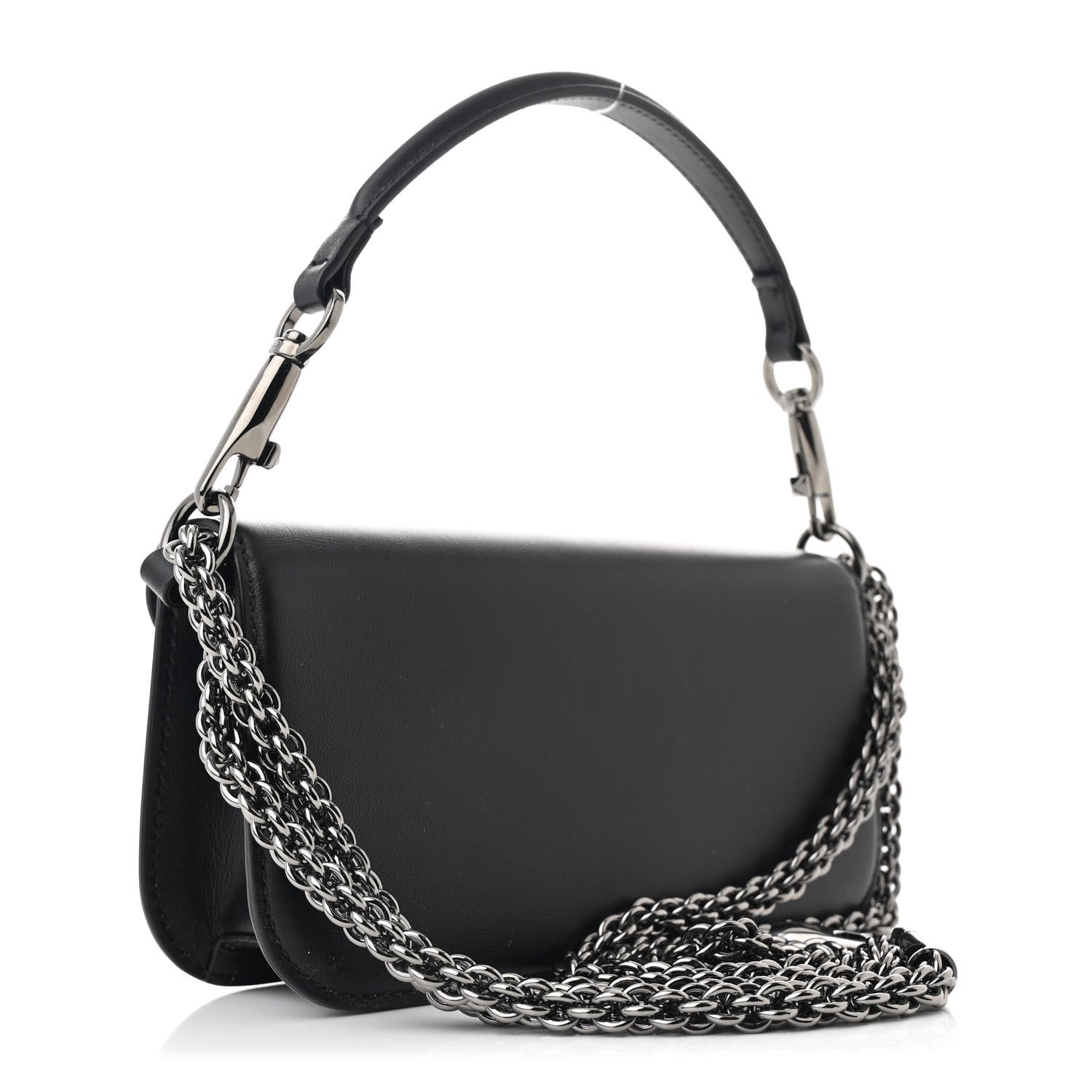 Calfskin Crystal Vlogo Small Loco Shoulder Bag Black