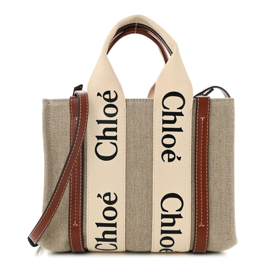 Cotton Calfskin Small Woody Ribbon Tote With Strap White Brown