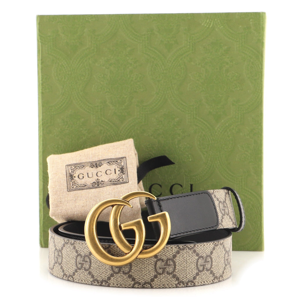 GG Marmont Belt GG Coated Canvas and Leather Medium 80