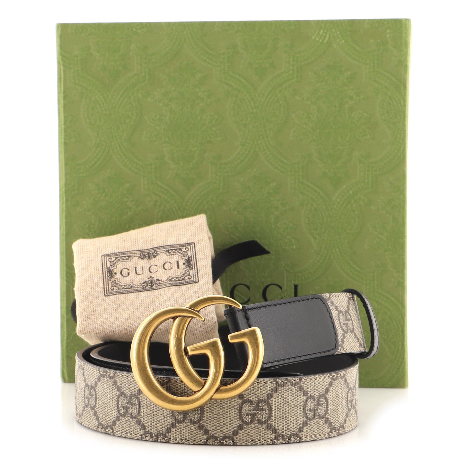 GG Marmont Belt GG Coated Canvas and Leather Medium 80