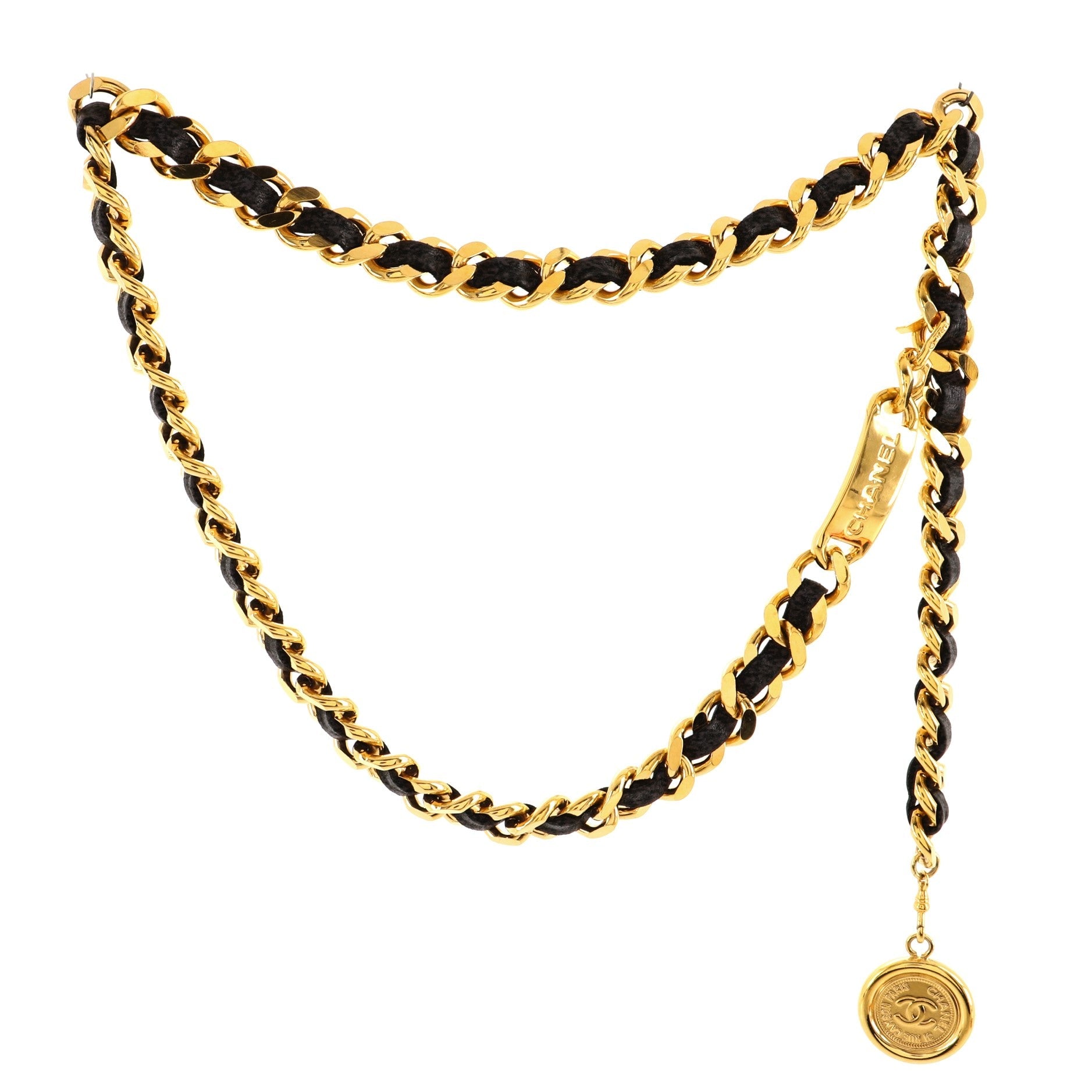 Vintage Medallion Chain Belt Metal and Leather 80