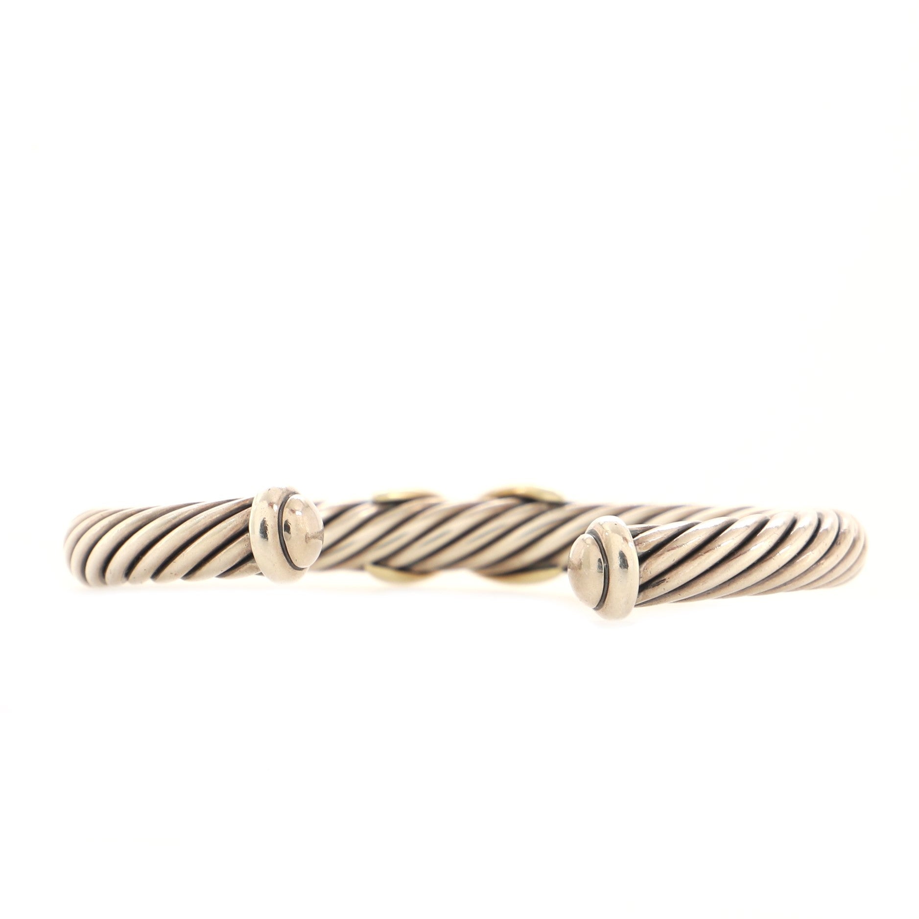 X Cable Bracelet Sterling Silver with 14K Yellow Gold 7mm