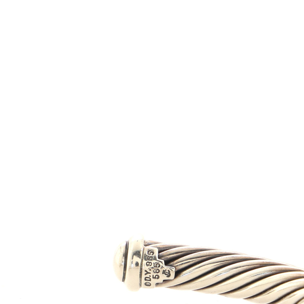 X Cable Bracelet Sterling Silver with 14K Yellow Gold 7mm