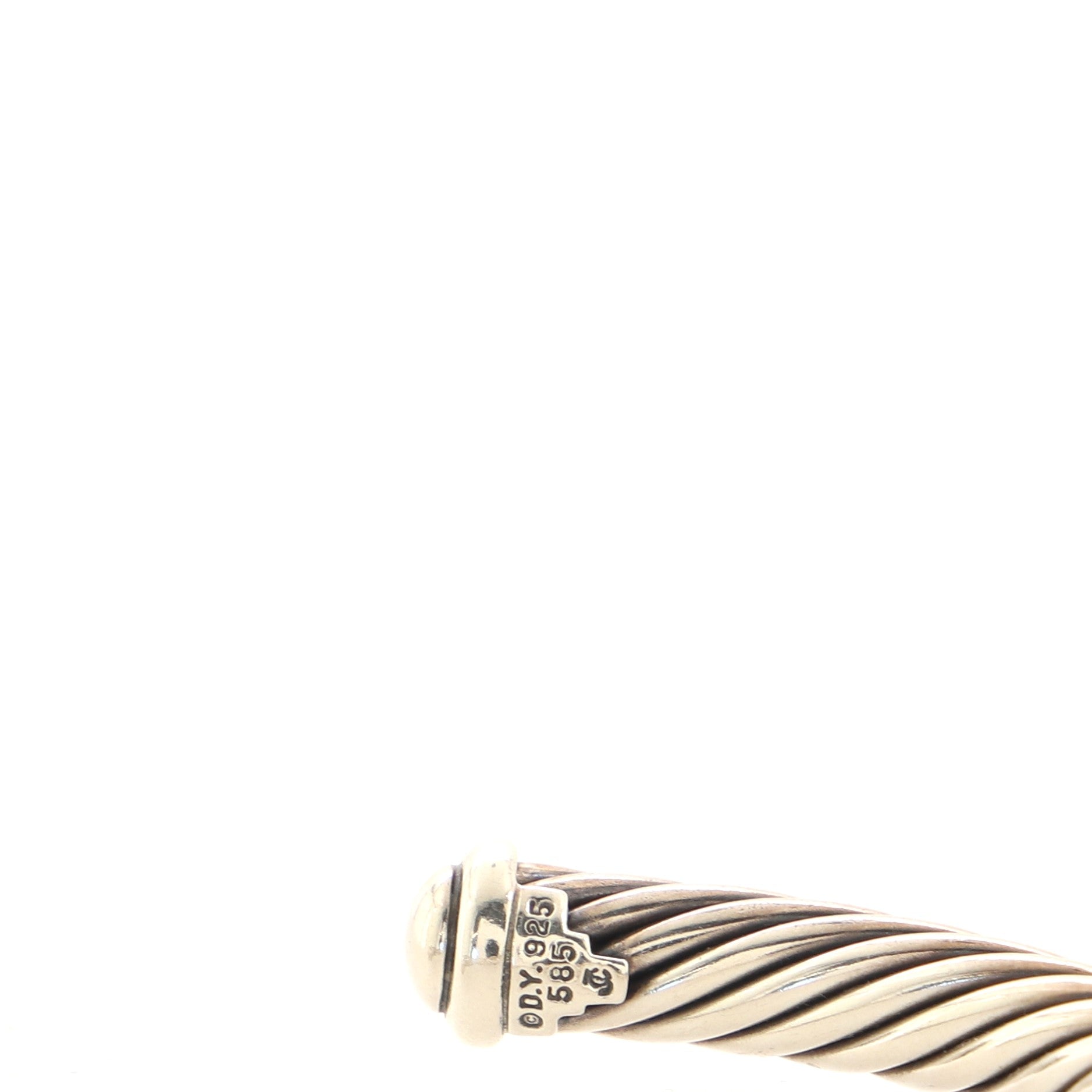 X Cable Bracelet Sterling Silver with 14K Yellow Gold 7mm