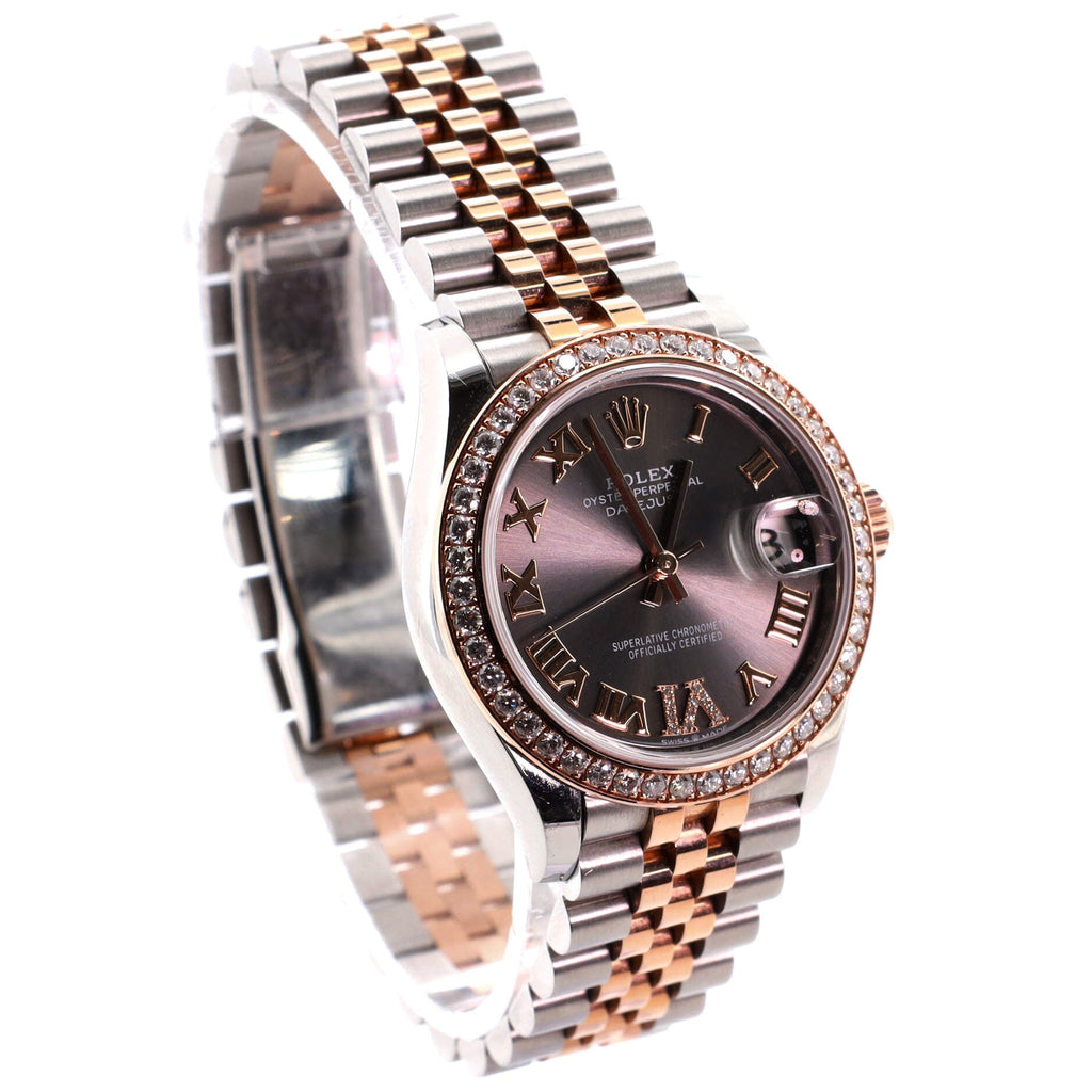 Oyster Perpetual Datejust Automatic Watch Stainless Steel and Rose Gold with Diamond Bezel and VI Numeral 31