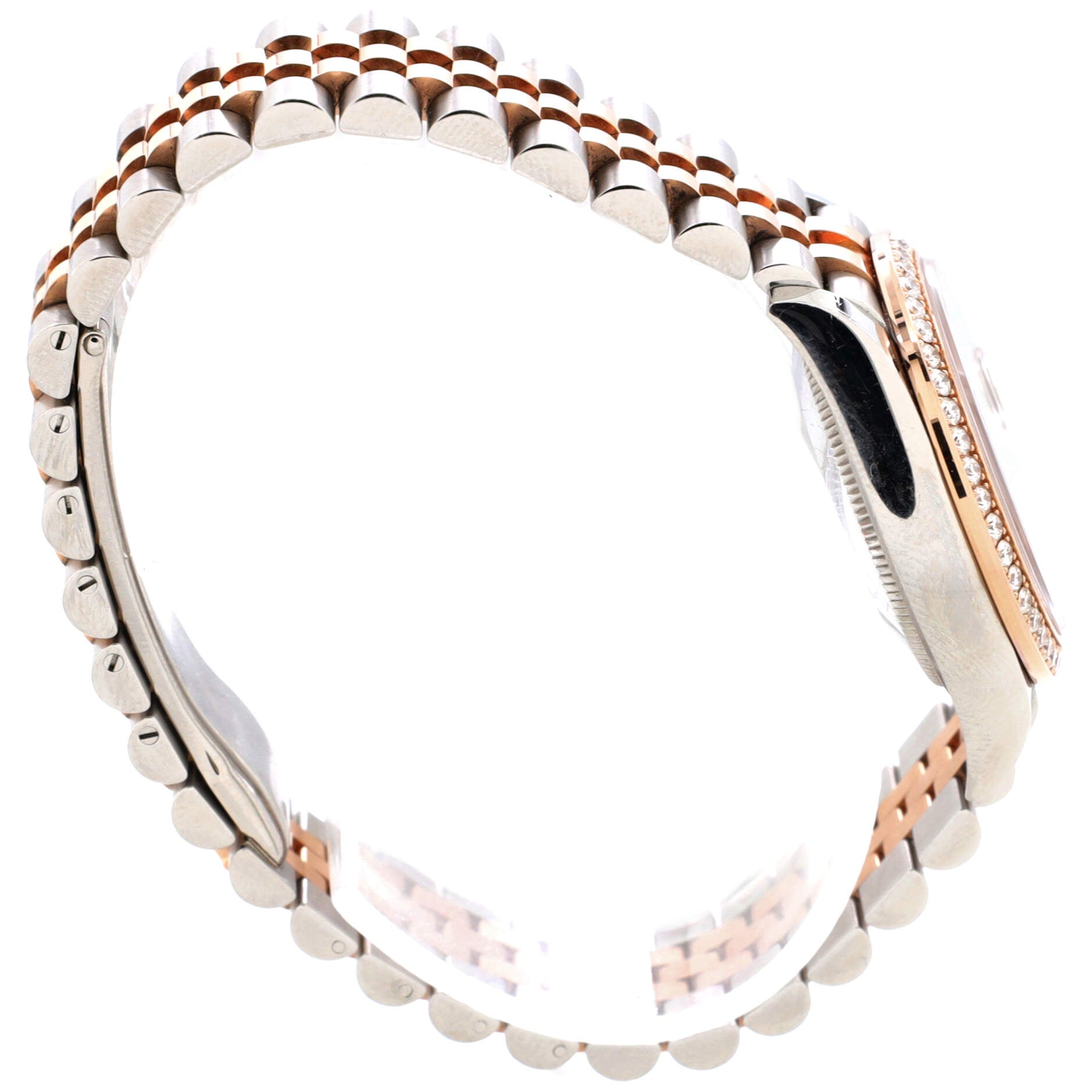 Oyster Perpetual Datejust Automatic Watch Stainless Steel and Rose Gold with Diamond Bezel and VI Numeral 31