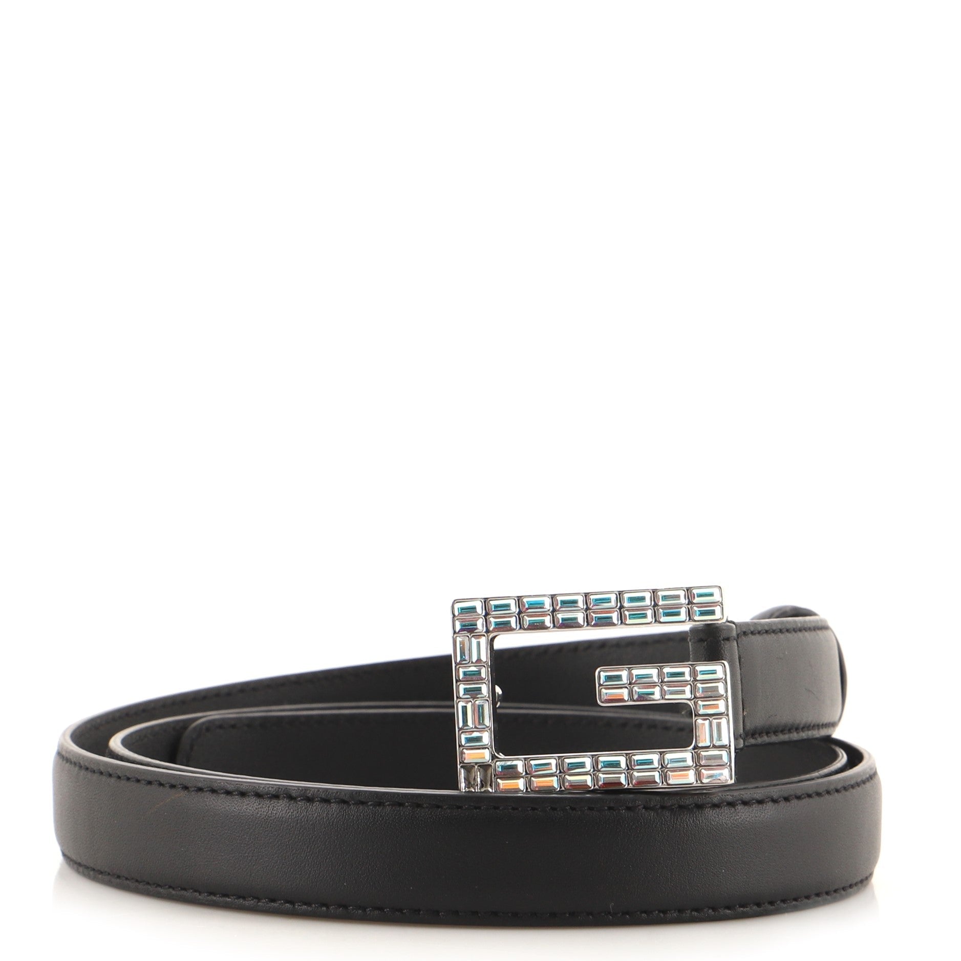 Madelyn Belt Leather with Crystal Buckle Thin 85