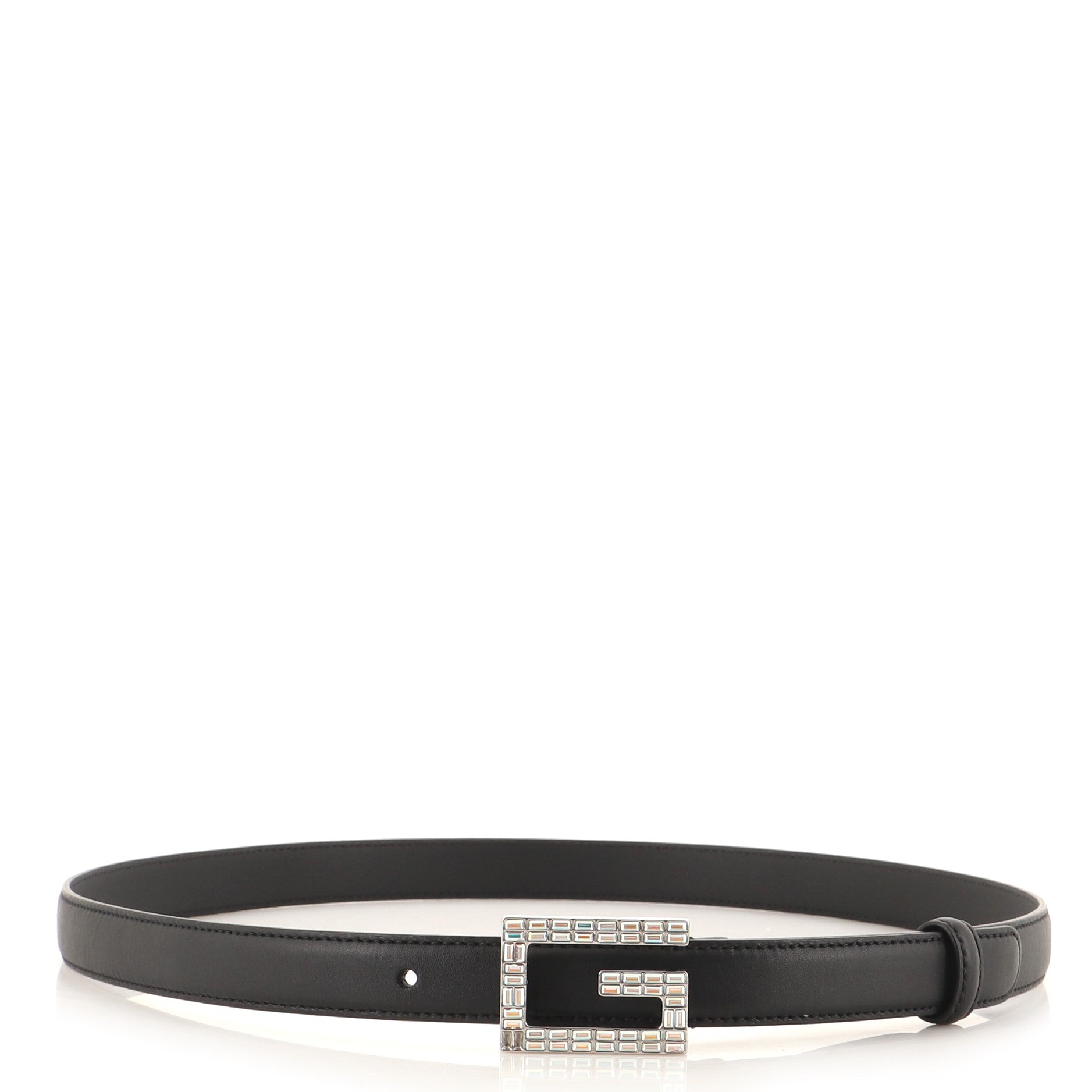 Madelyn Belt Leather with Crystal Buckle Thin 85