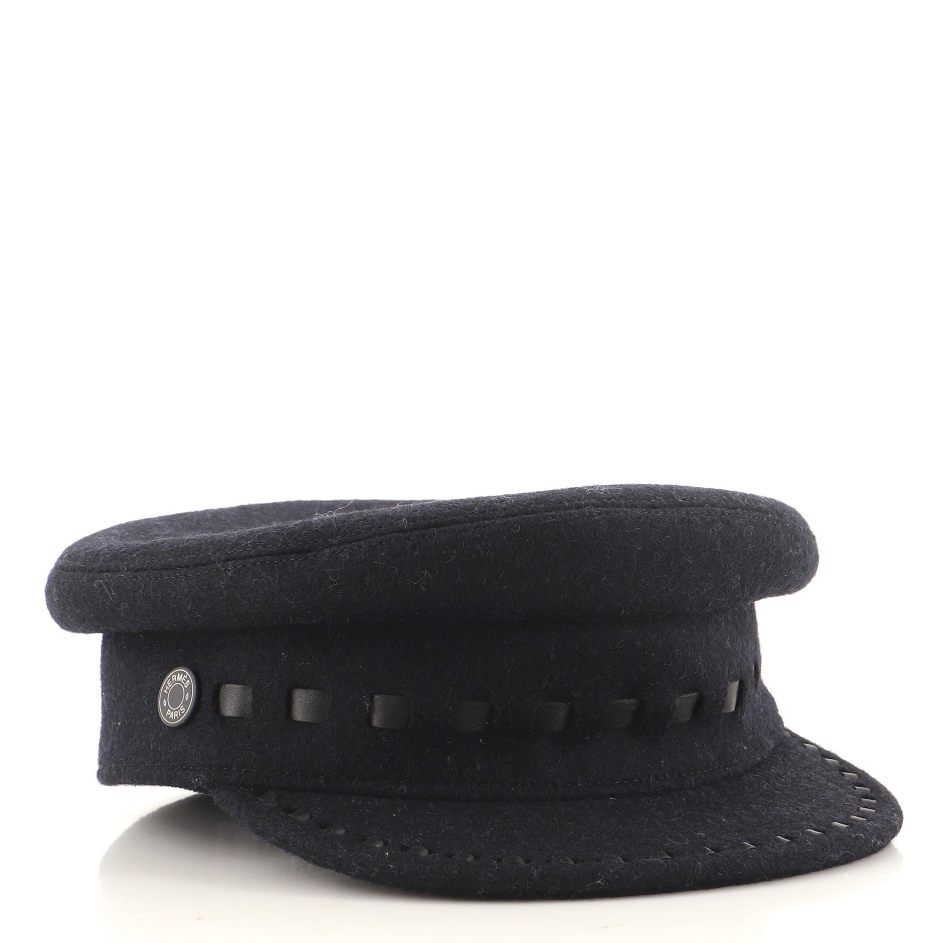 Deauville Newsboy Cap Cashmere with Braided Leather XXL
