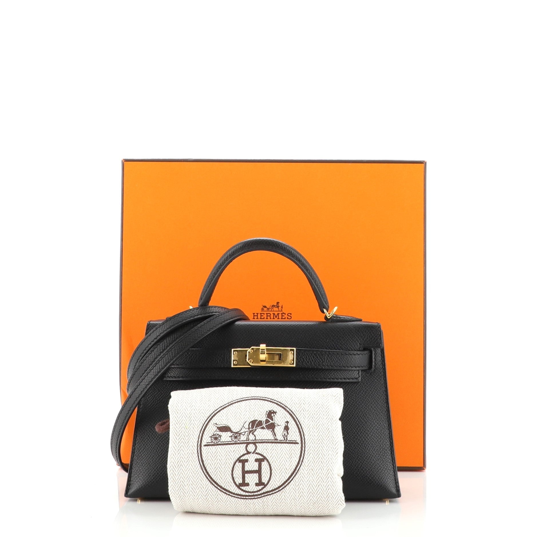 Kelly Mini II Bag Noir Epsom with Gold Hardware 20