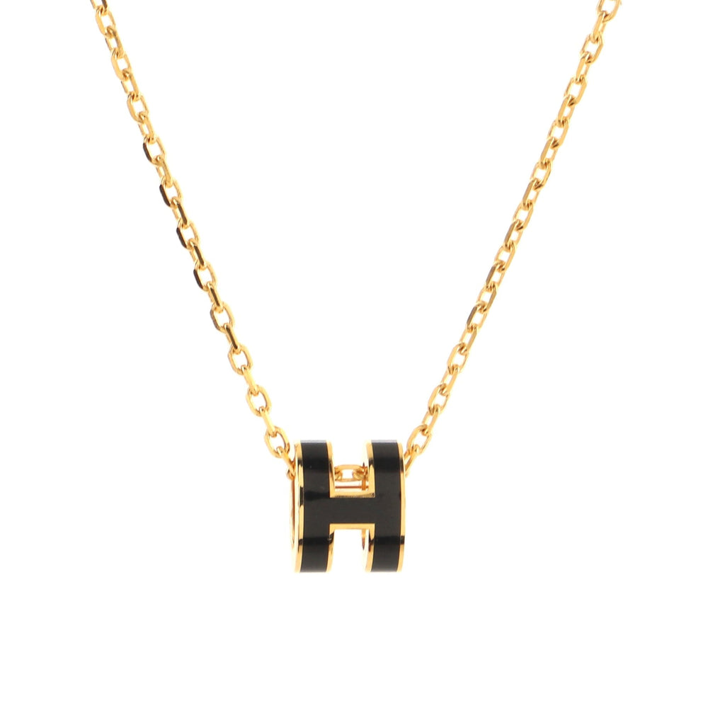 Pop H Pendant Chain Necklace Metal and Enamel Mini