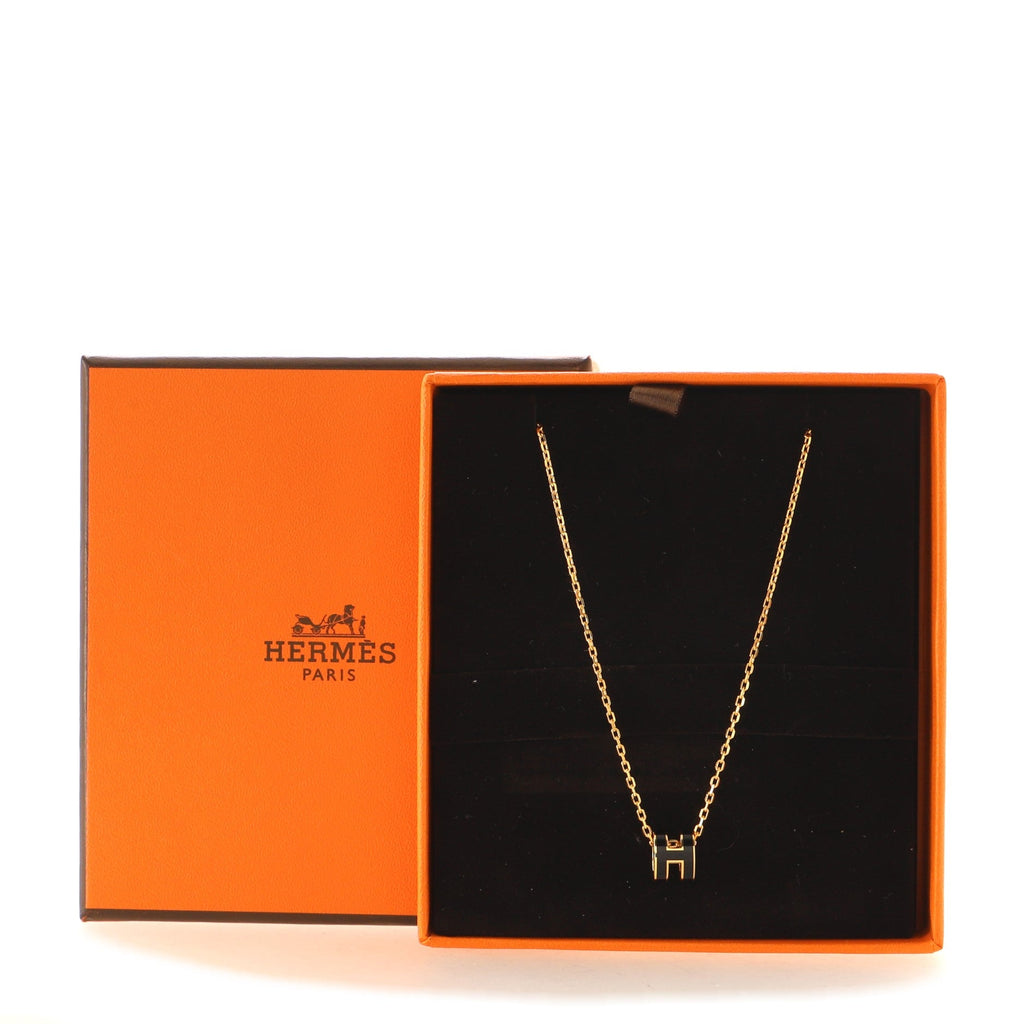 Pop H Pendant Chain Necklace Metal and Enamel Mini