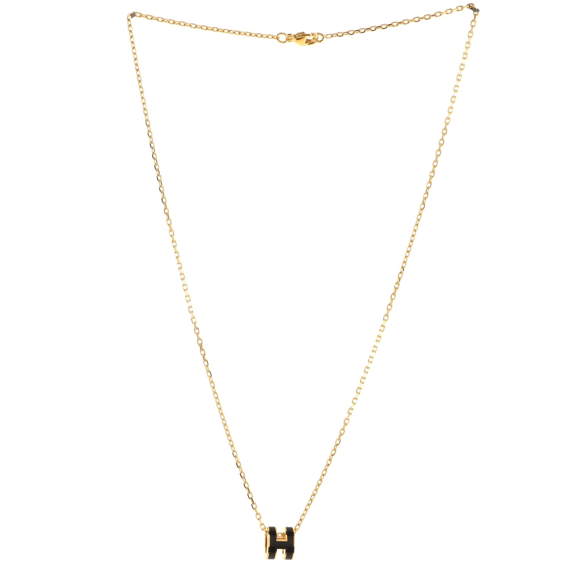 Pop H Pendant Chain Necklace Metal and Enamel Mini