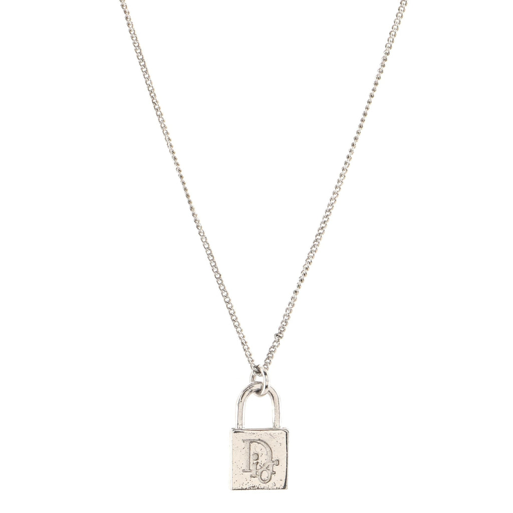Vintage Logo Lock Pendant Necklace Metal