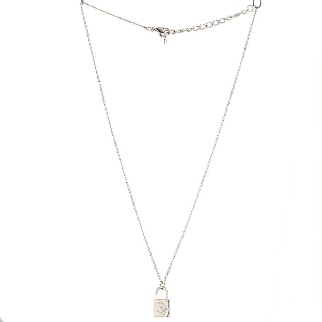 Vintage Logo Lock Pendant Necklace Metal