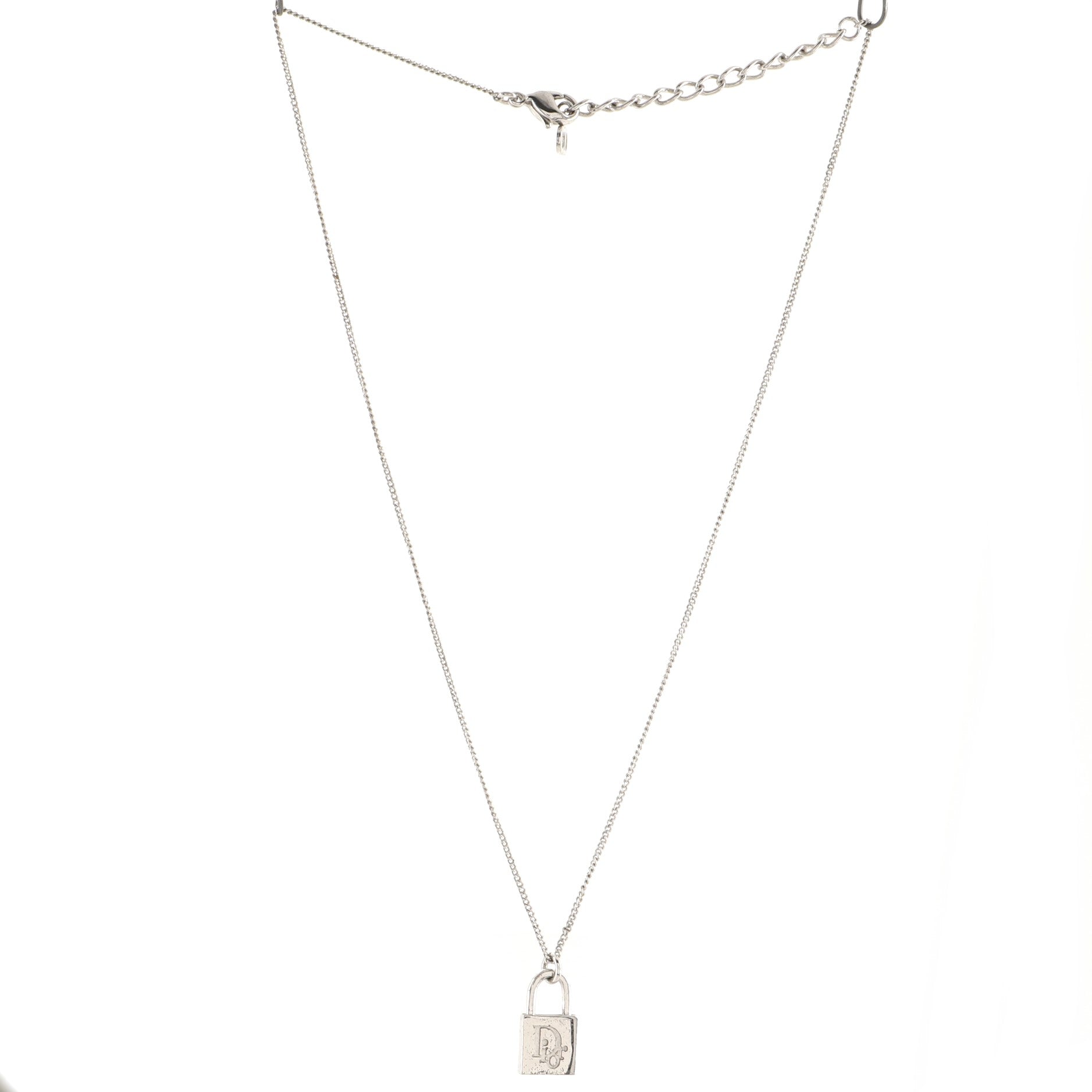 Vintage Logo Lock Pendant Necklace Metal