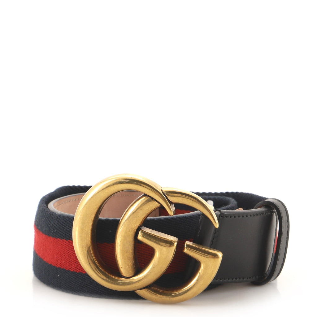 GG Marmont Web Belt Canvas and Leather Wide 70