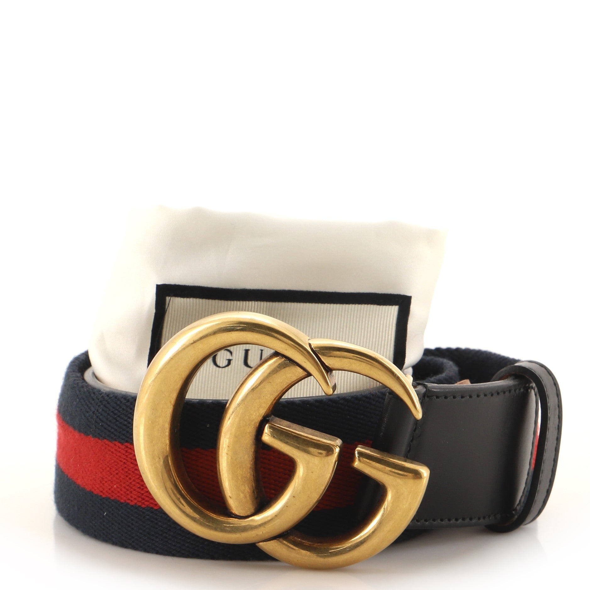 GG Marmont Web Belt Canvas and Leather Wide 70