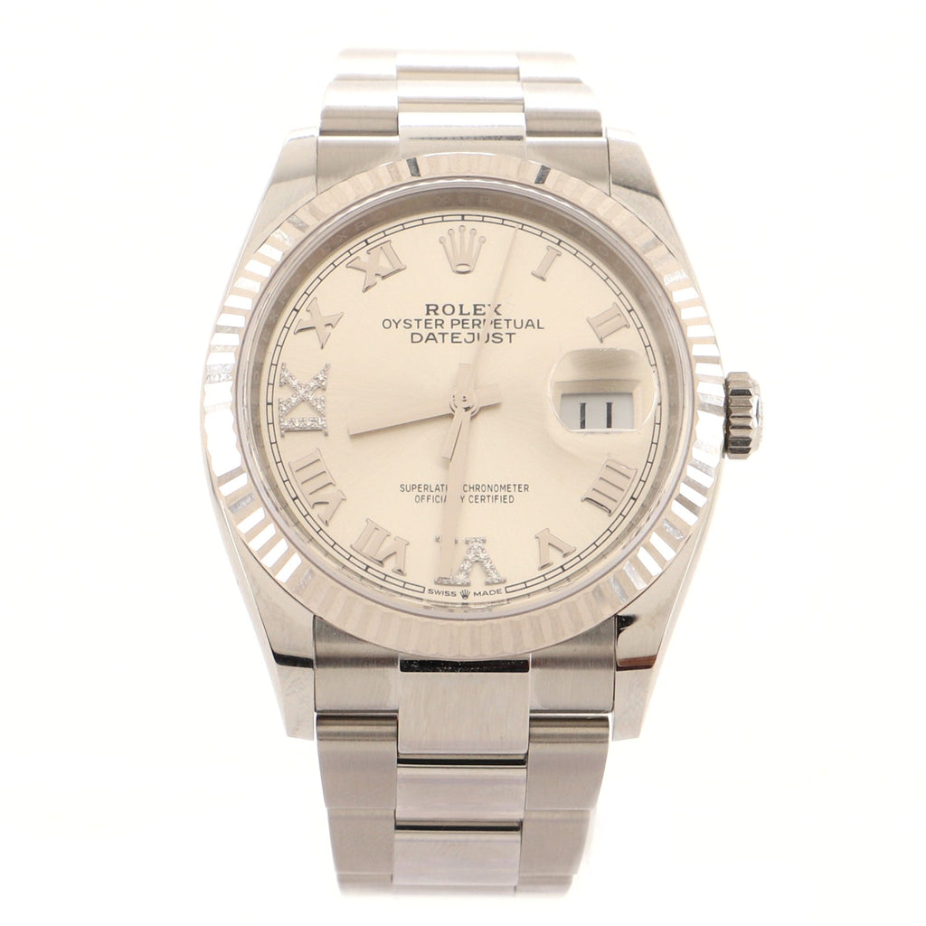 Oyster Perpetual Datejust Automatic Watch Stainless Steel and White Gold with Diamond VI and IX Numerals 36