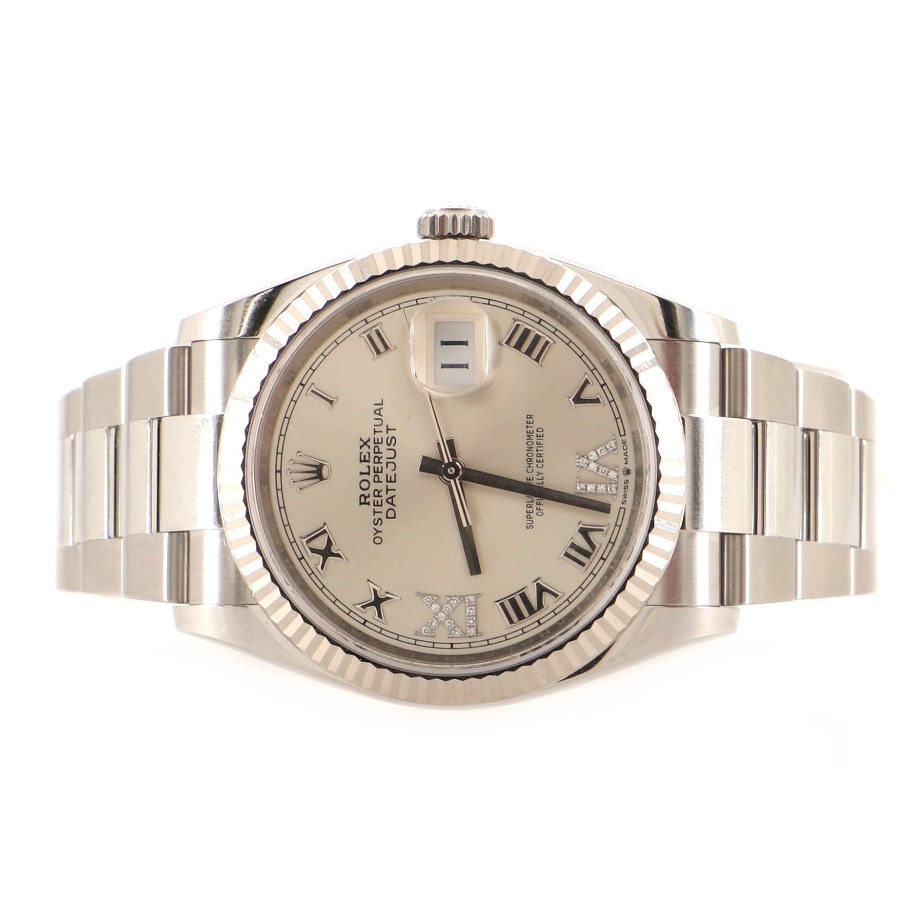Oyster Perpetual Datejust Automatic Watch Stainless Steel and White Gold with Diamond VI and IX Numerals 36
