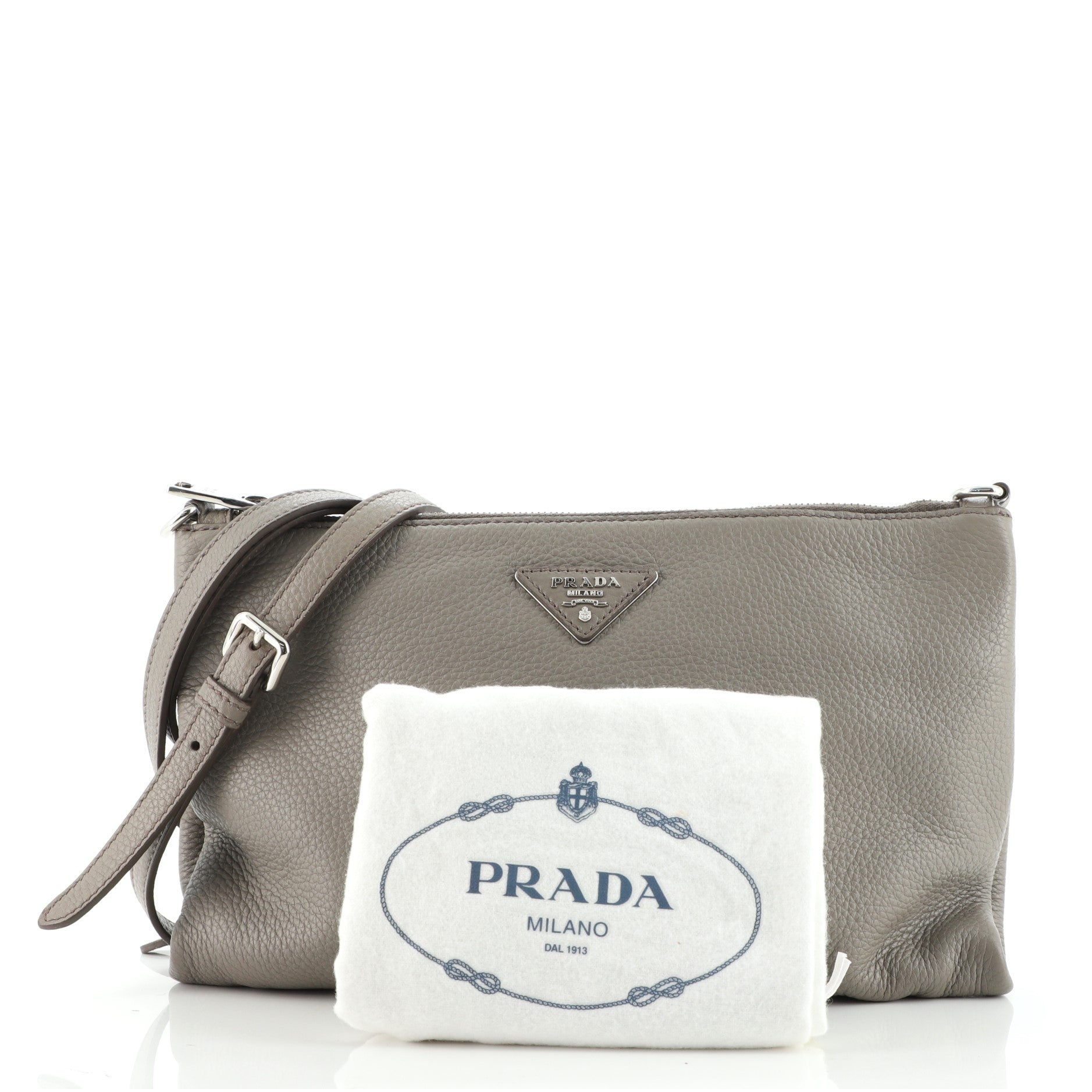 Flat Zip Crossbody Bag Vitello Daino Mini