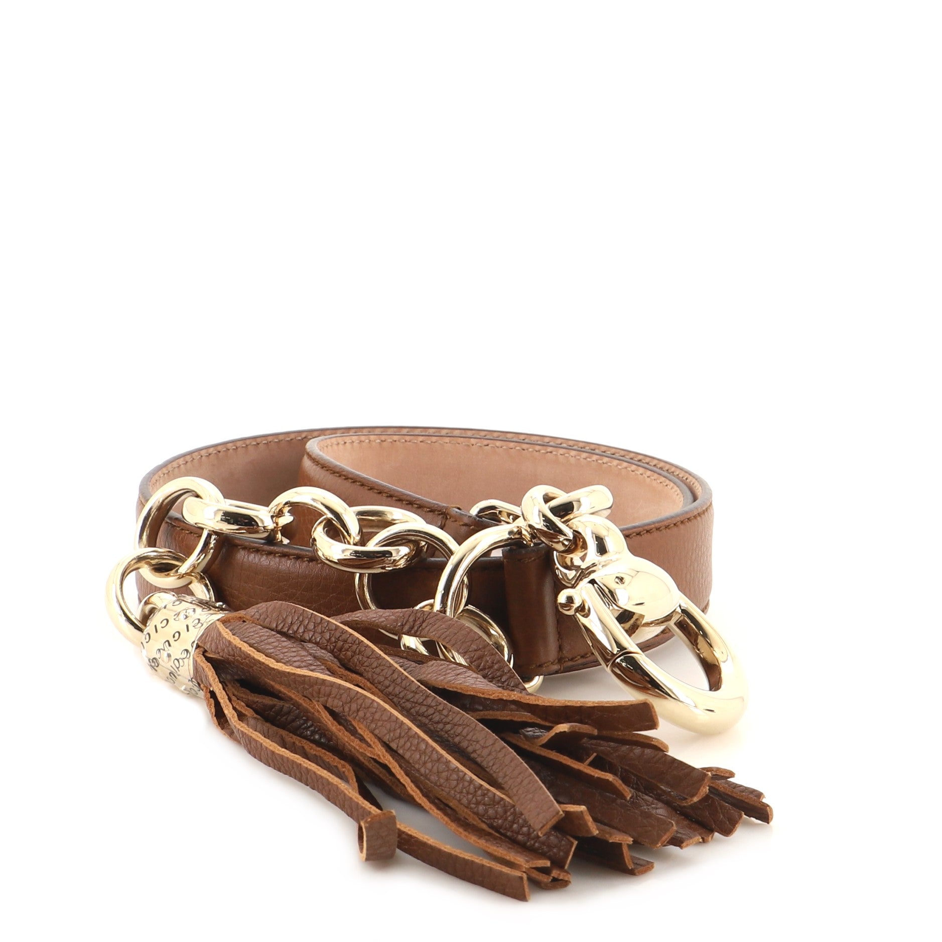 Horsebit Buckle Tassel Belt Leather Medium 95