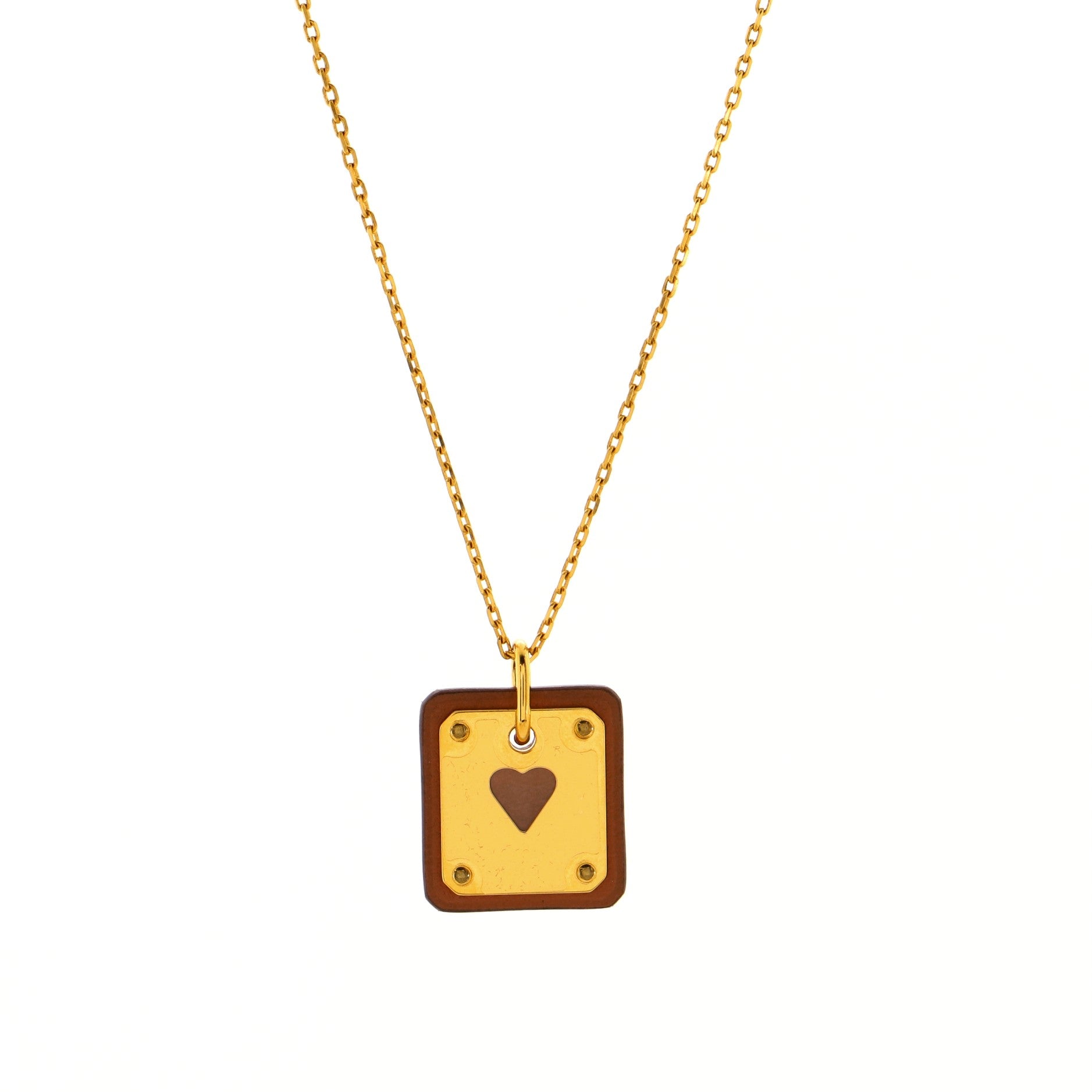 As de Coeur Pendant Necklace Metal and Leather Small