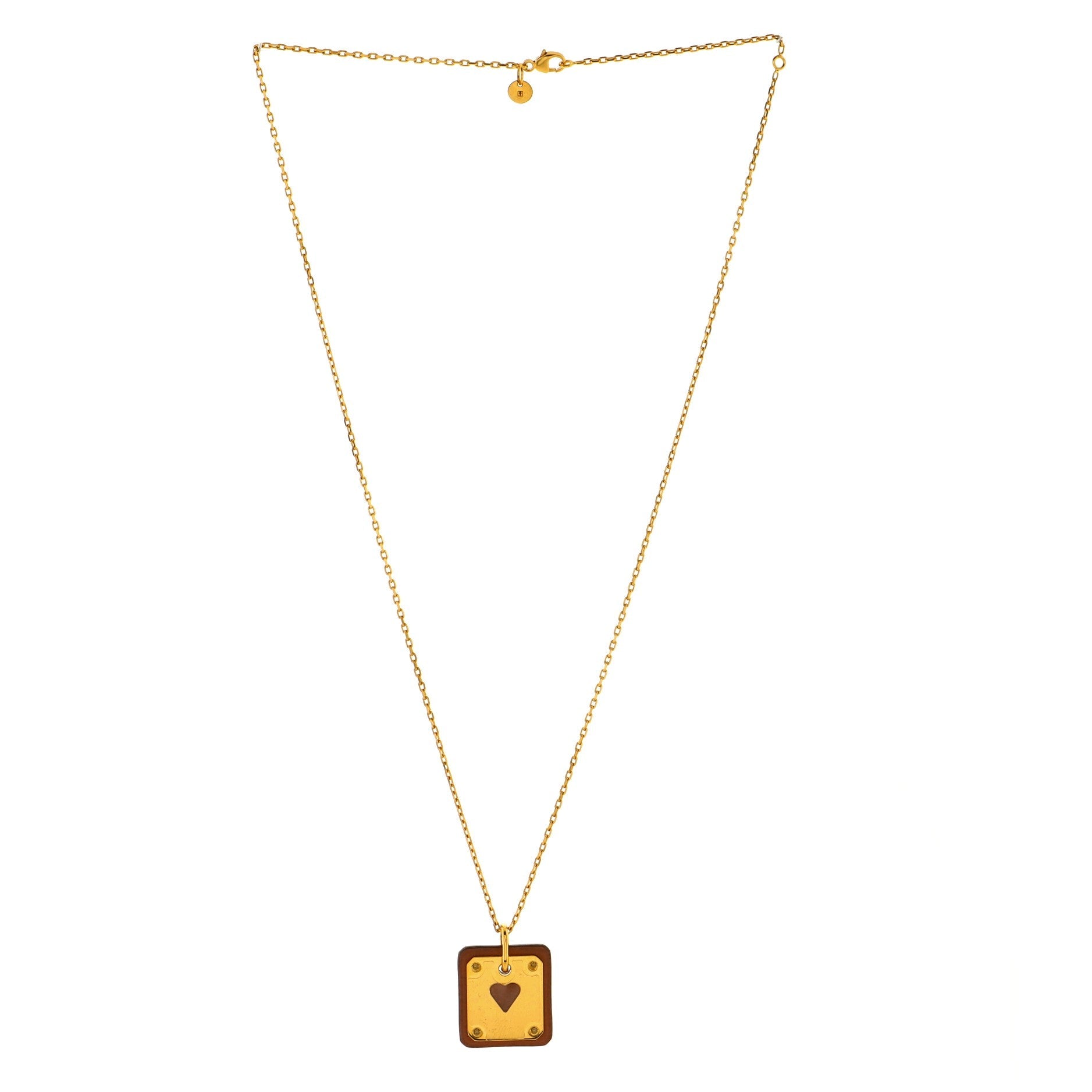 As de Coeur Pendant Necklace Metal and Leather Small