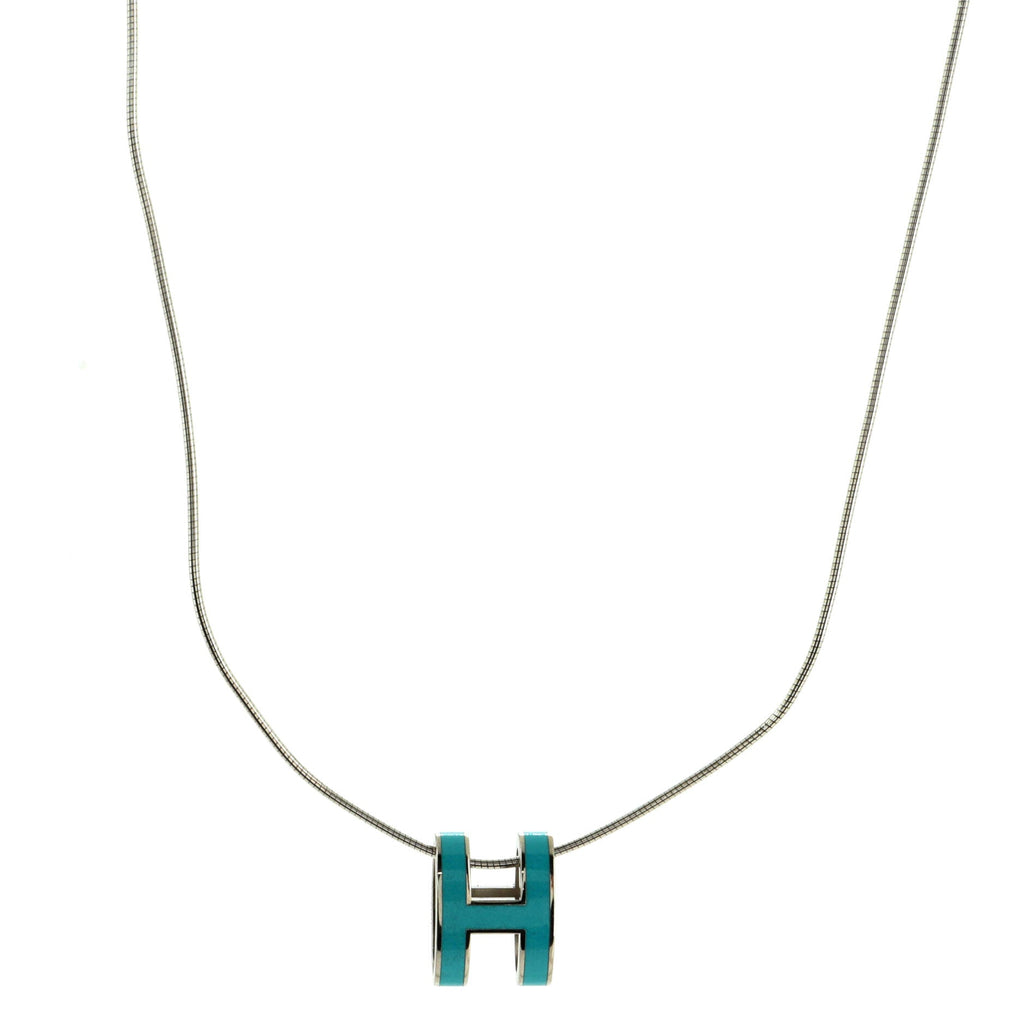 Pop H Pendant Cord Necklace Metal and Enamel