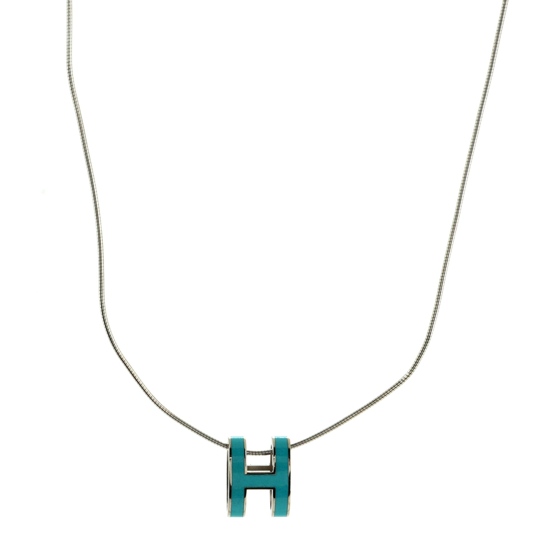 Pop H Pendant Cord Necklace Metal and Enamel