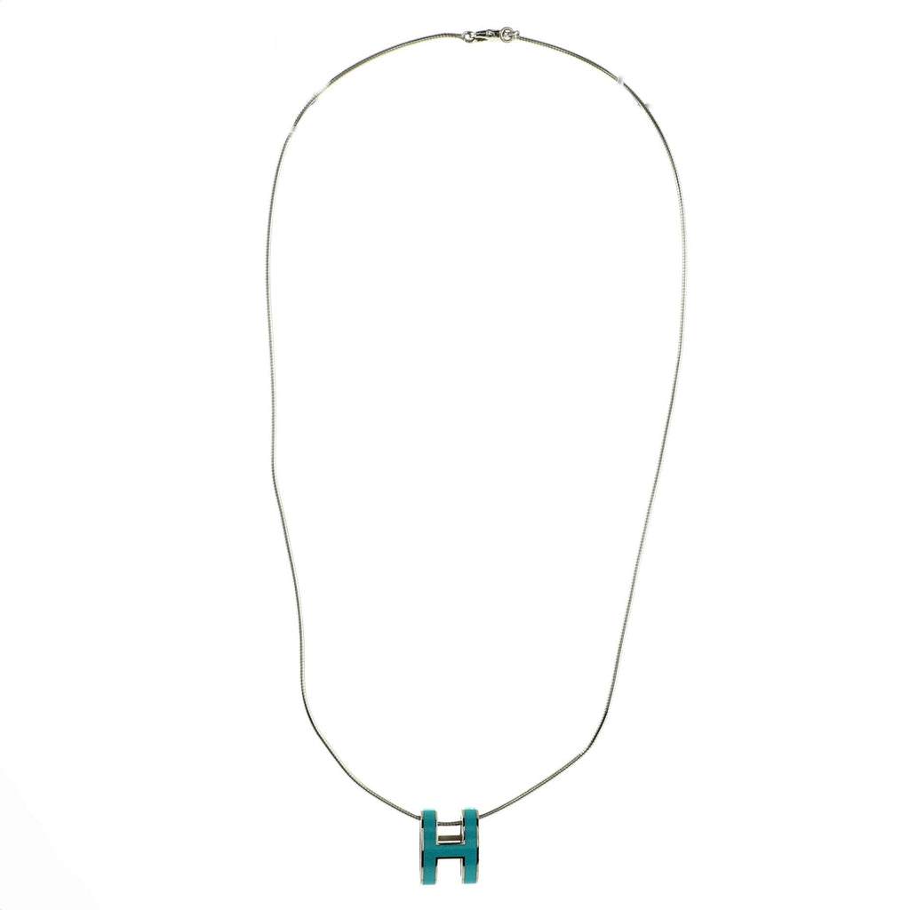 Pop H Pendant Cord Necklace Metal and Enamel