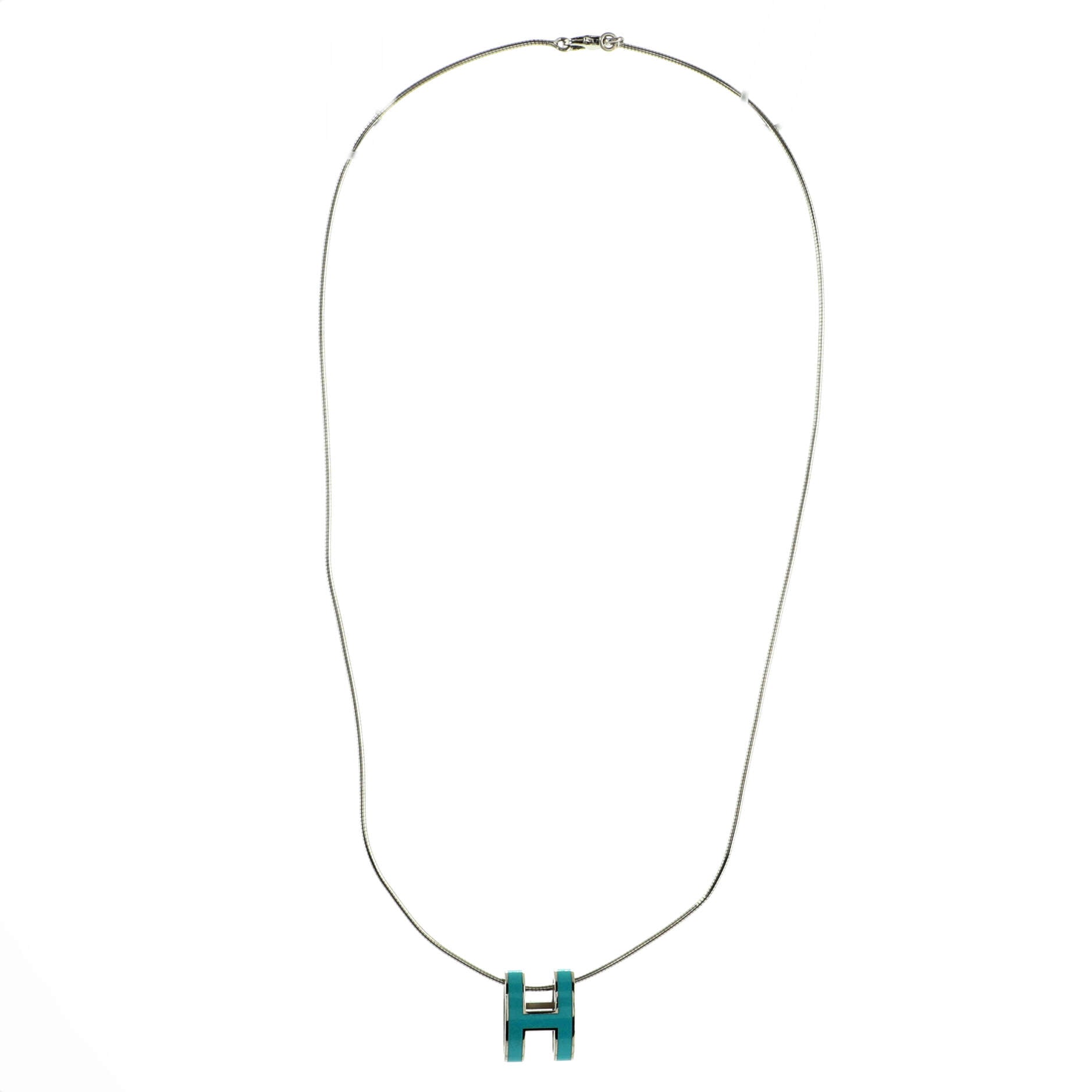 Pop H Pendant Cord Necklace Metal and Enamel