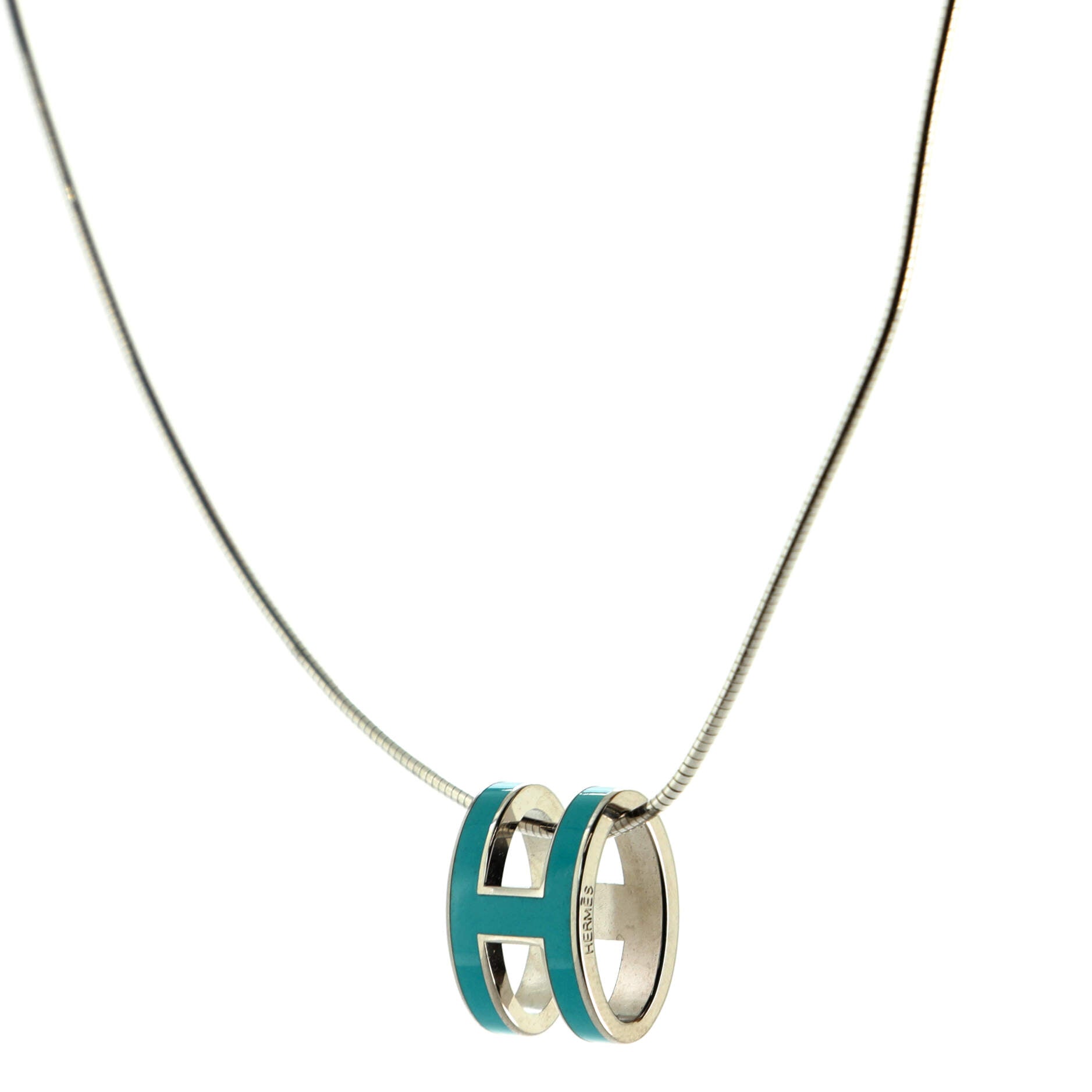Pop H Pendant Cord Necklace Metal and Enamel