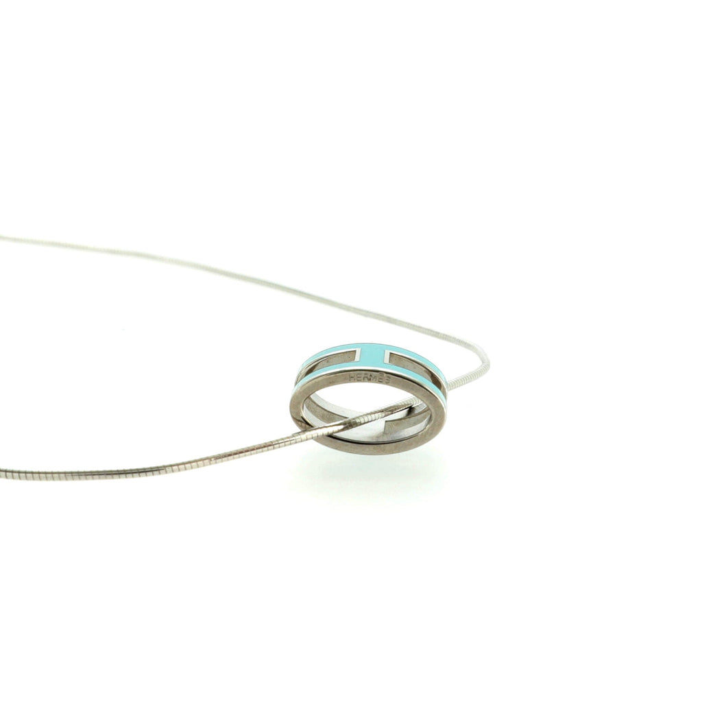 Pop H Pendant Cord Necklace Metal and Enamel