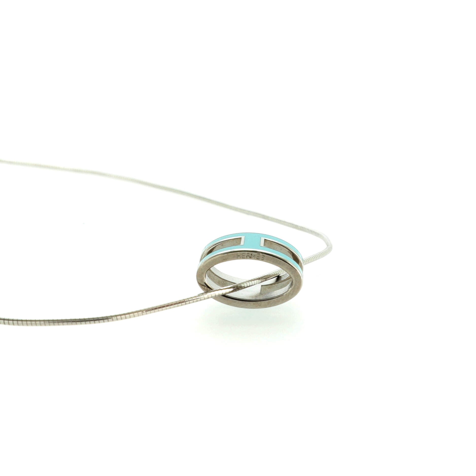 Pop H Pendant Cord Necklace Metal and Enamel