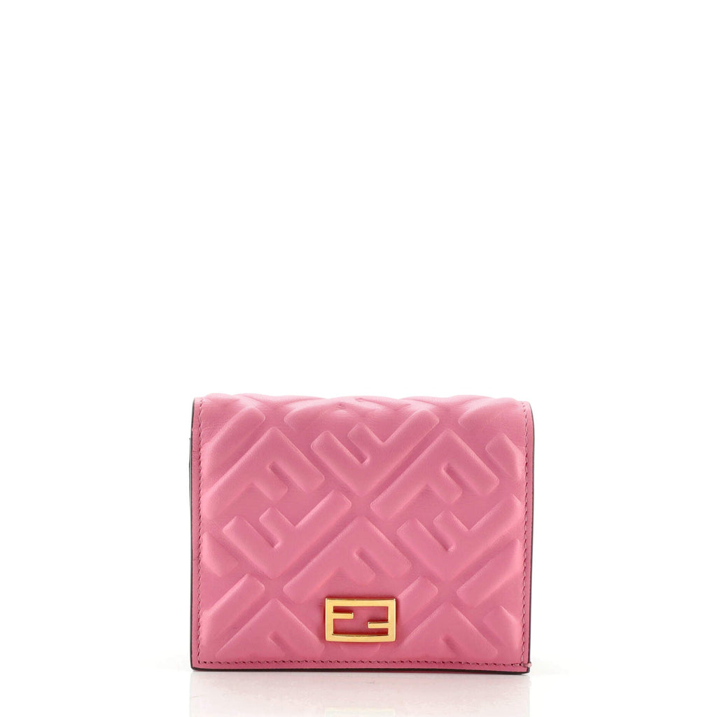 Baguette Bifold Wallet Zucca Embossed Leather Mini