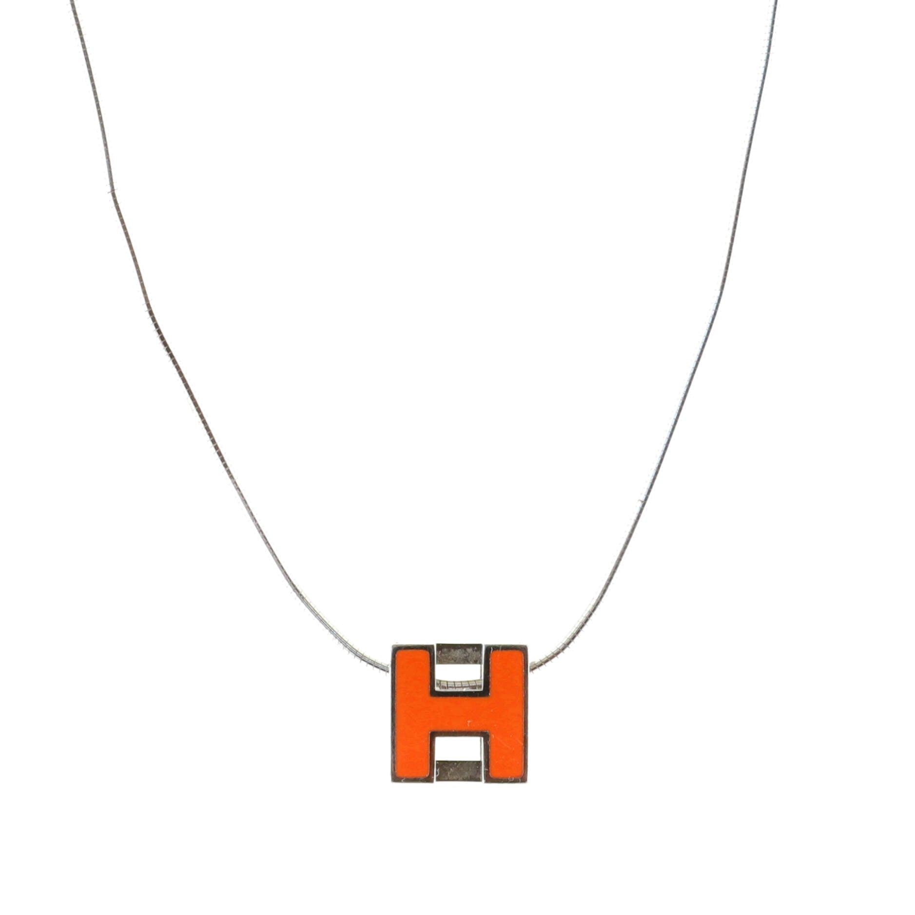 Cage d'H Pendant Necklace Metal with Enamel