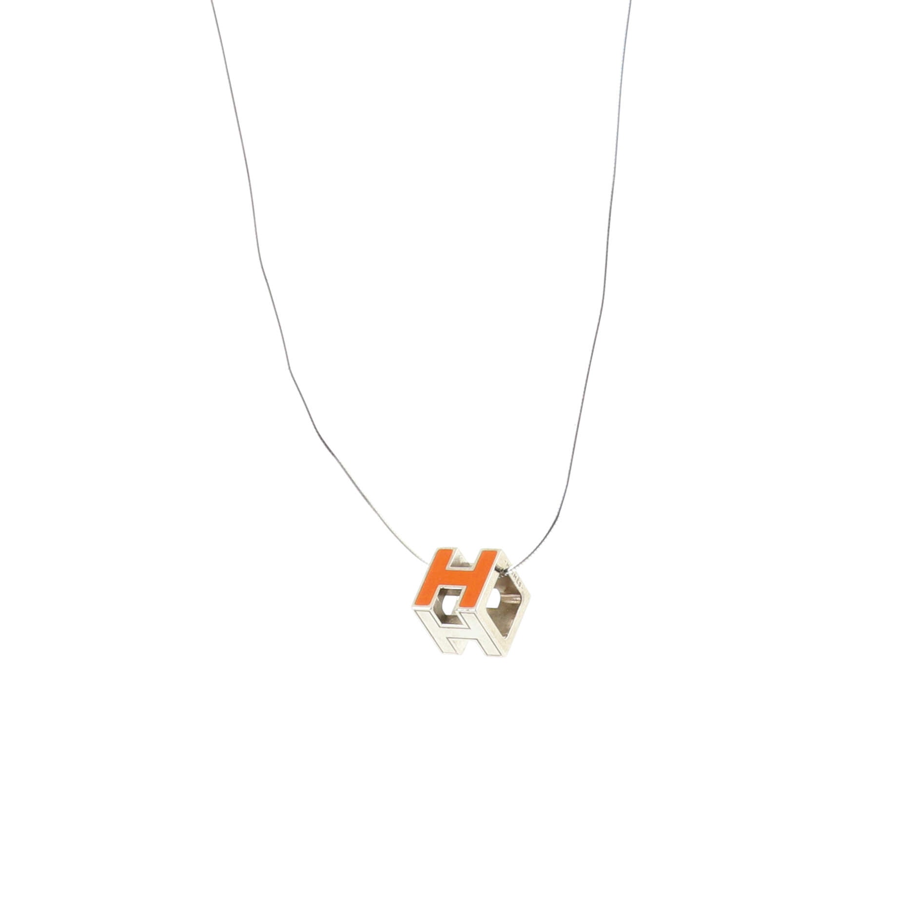 Cage d'H Pendant Necklace Metal with Enamel