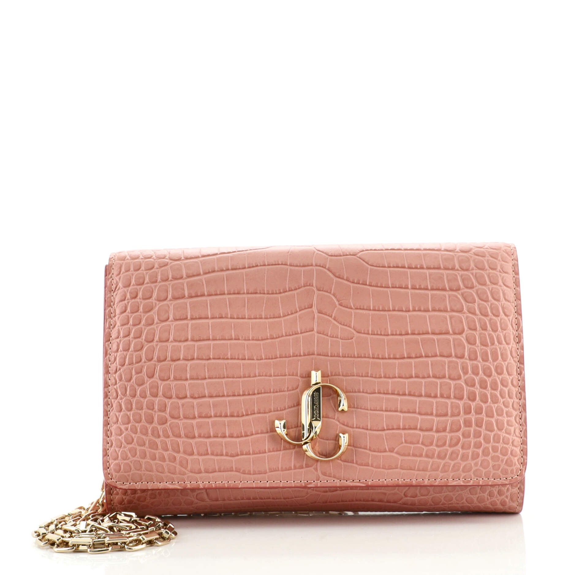 Varenne Chain Clutch Crocodile Embossed Leather