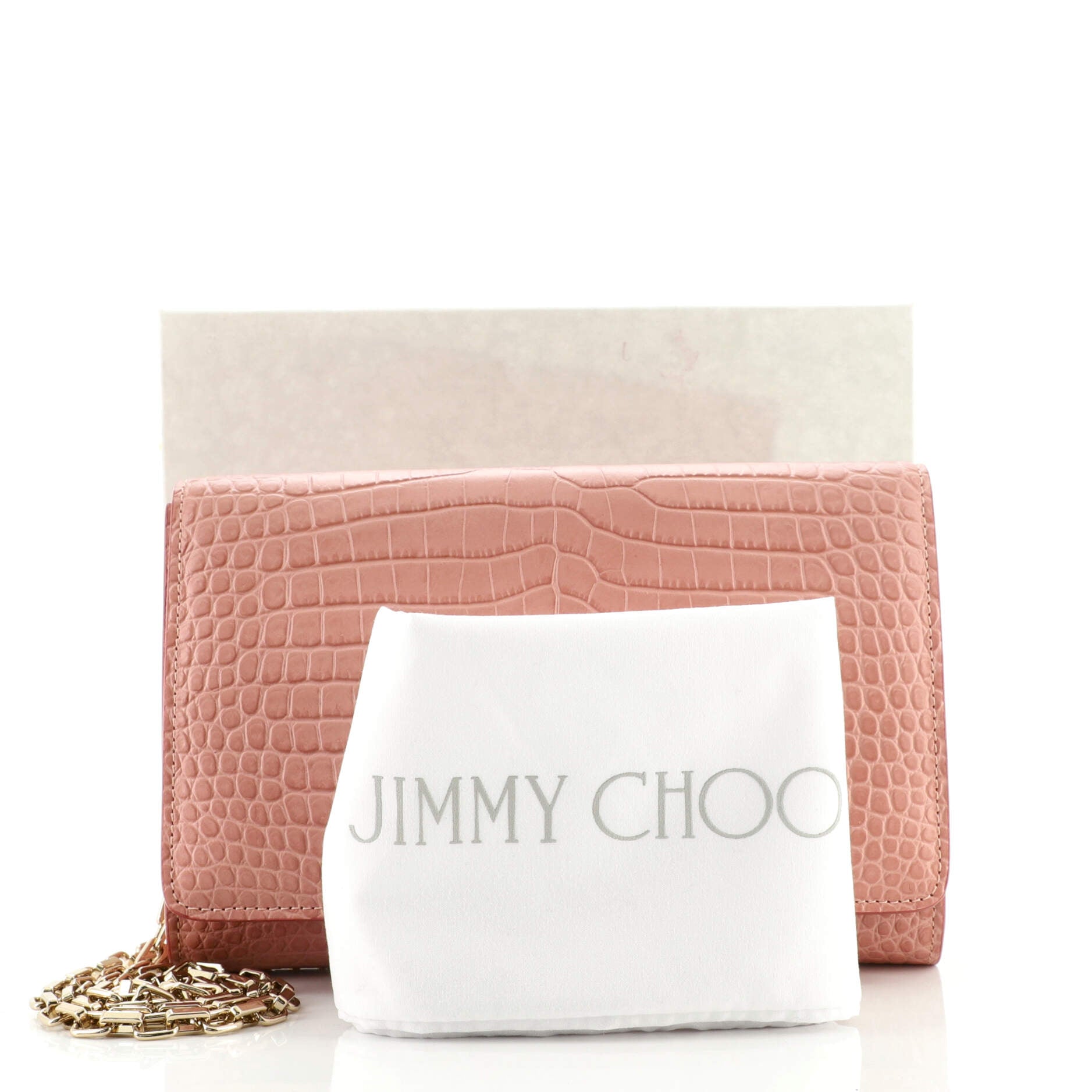 Varenne Chain Clutch Crocodile Embossed Leather