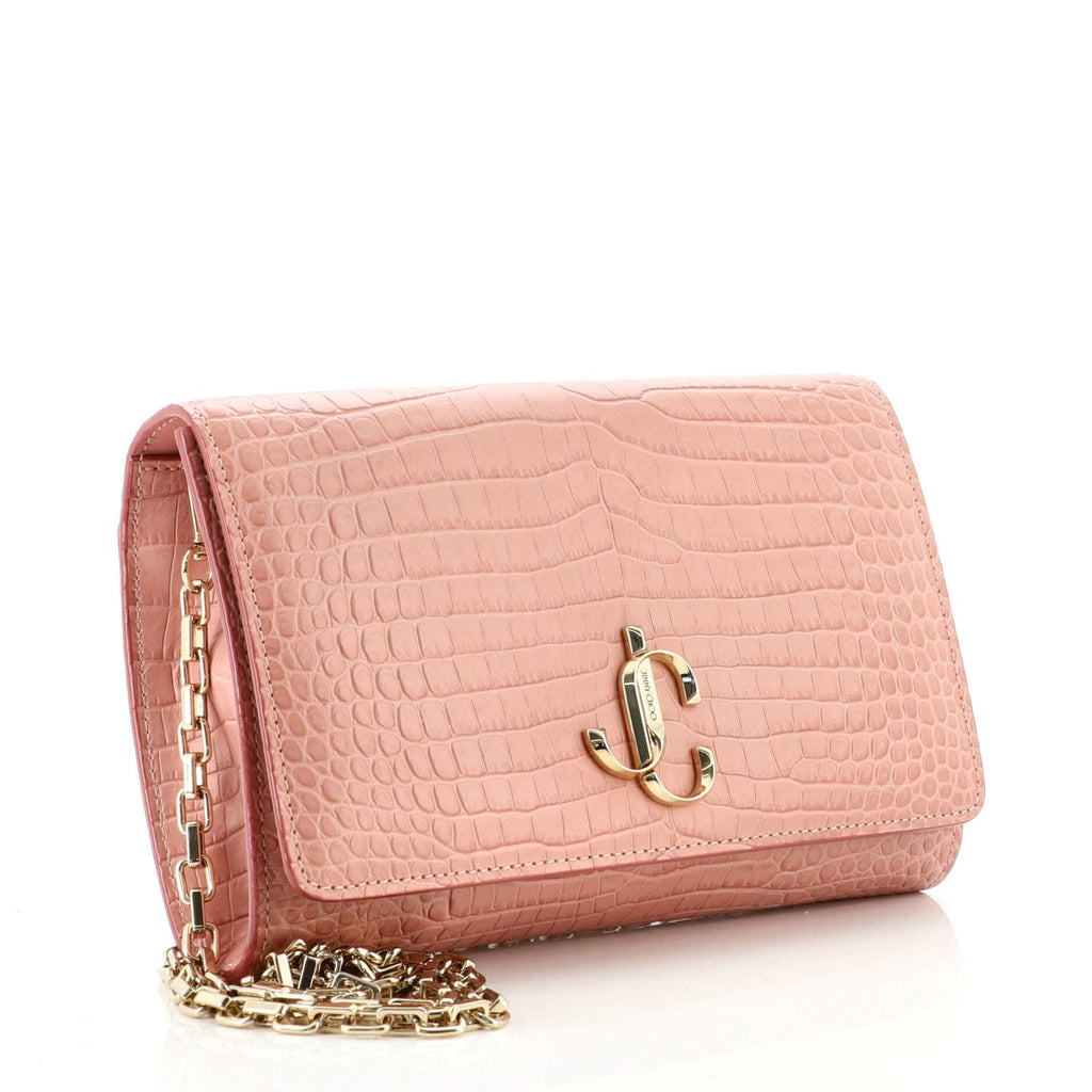 Varenne Chain Clutch Crocodile Embossed Leather