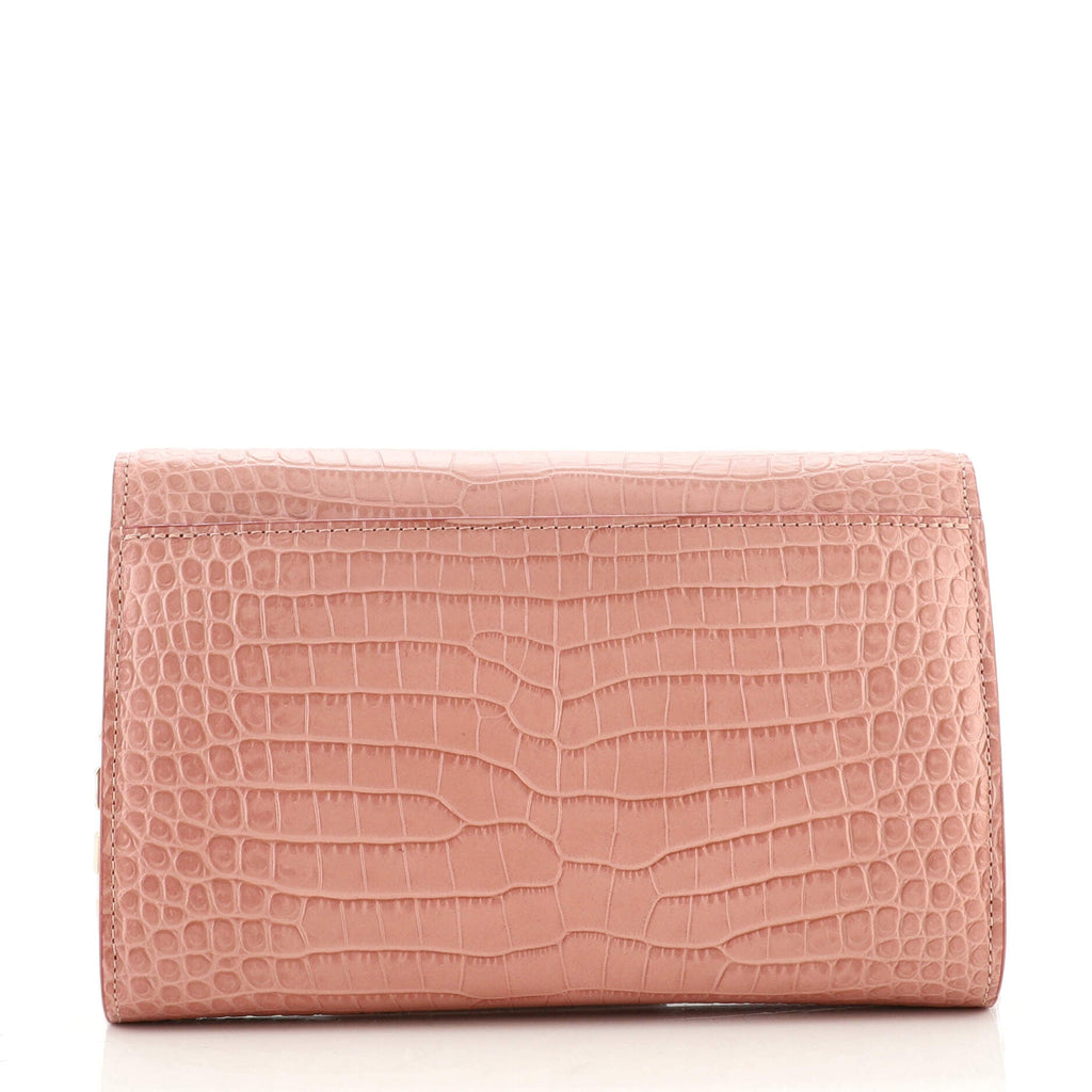 Varenne Chain Clutch Crocodile Embossed Leather