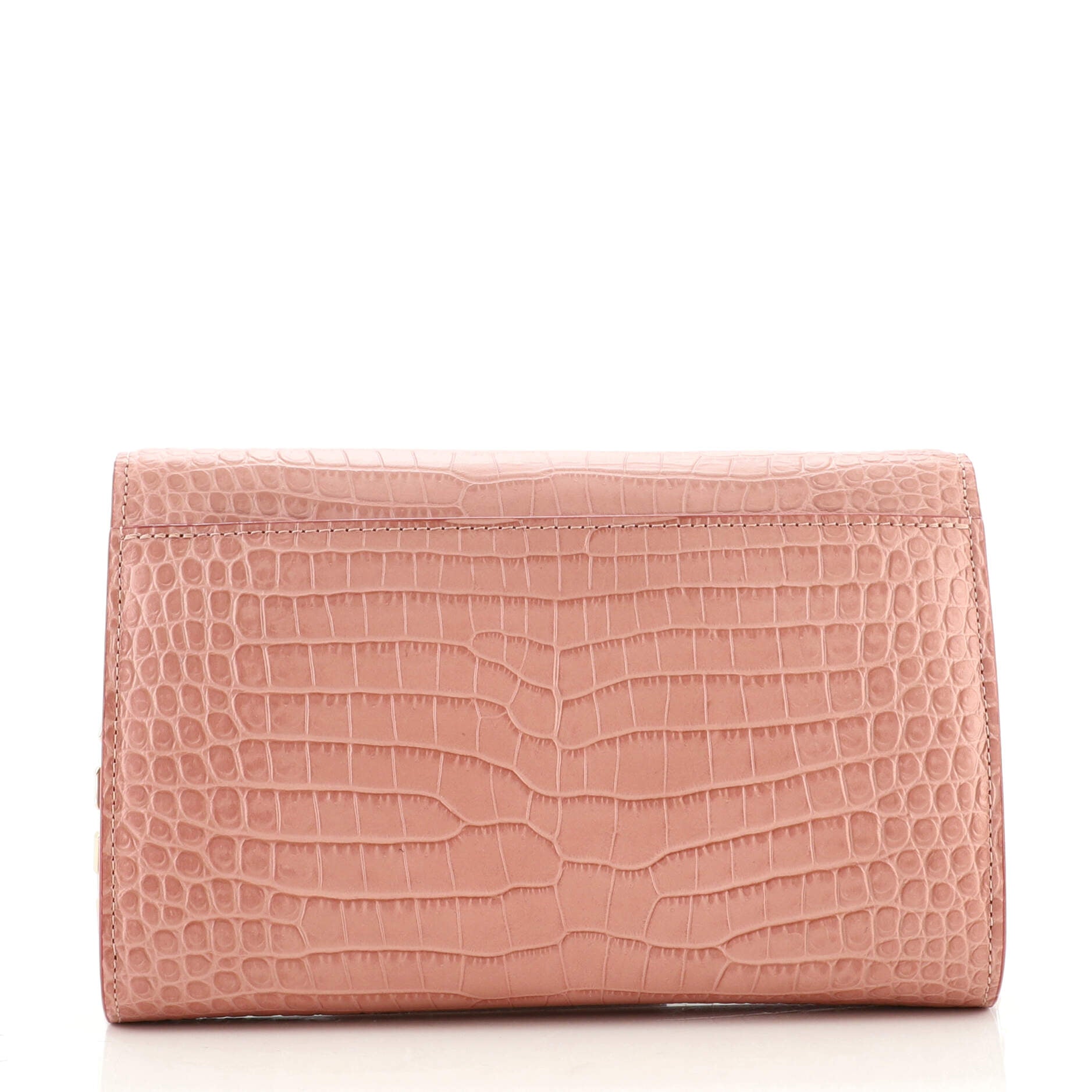 Varenne Chain Clutch Crocodile Embossed Leather