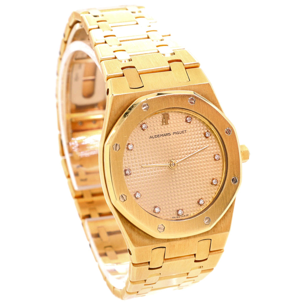 Royal Oak Quartz Watch Yellow Gold with Diamond Markers 33