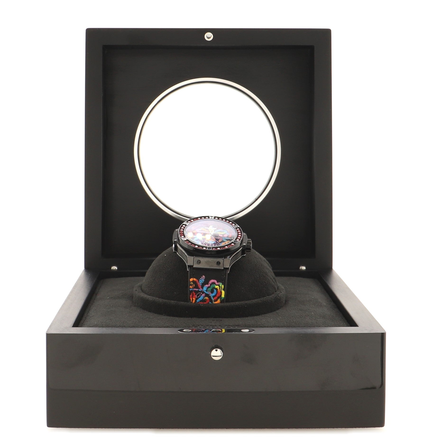 Big Bang Broderie Sugar Skull Automatic Watch Ceramic and Rubber with Pink Sapphire Bezel 41