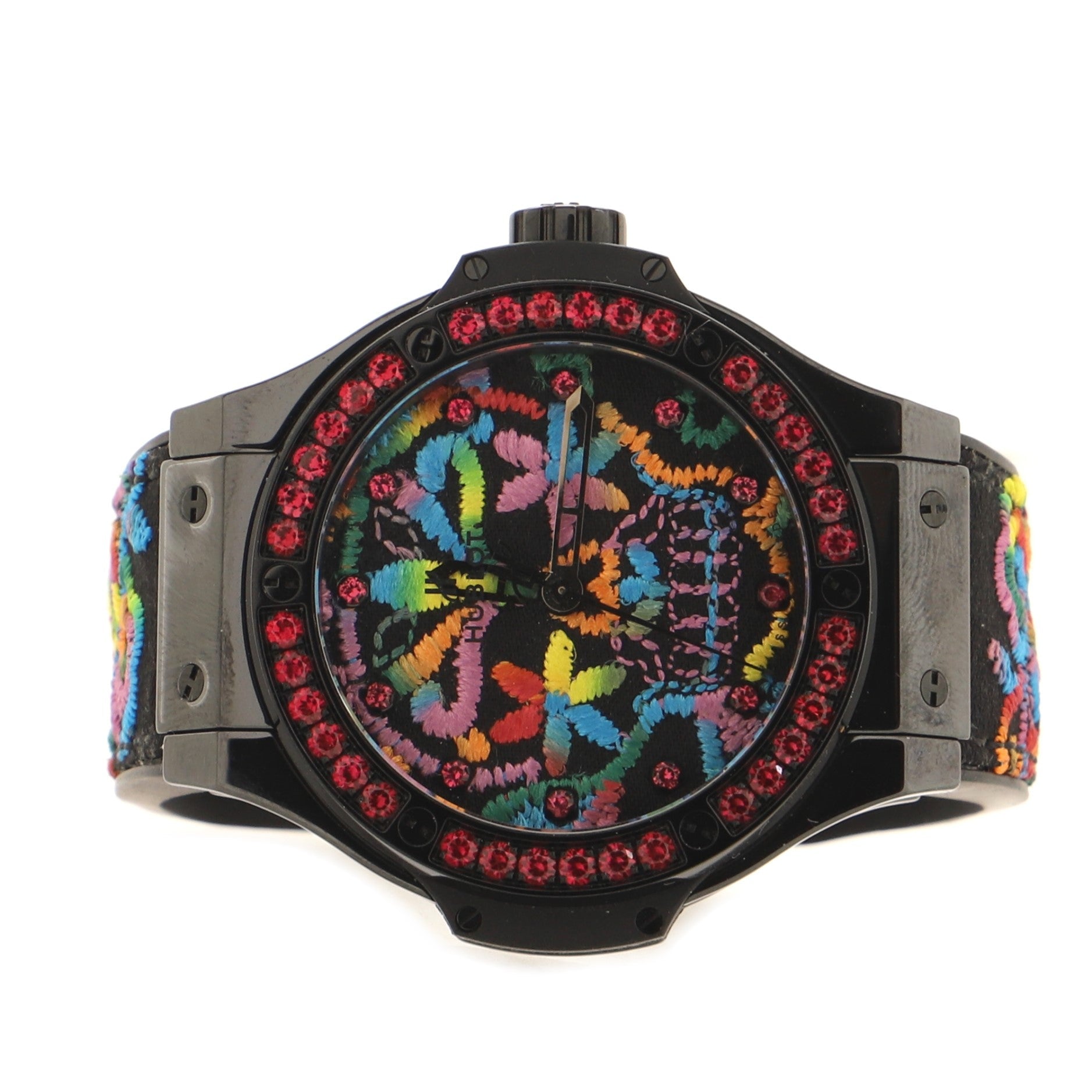 Big Bang Broderie Sugar Skull Automatic Watch Ceramic and Rubber with Pink Sapphire Bezel 41