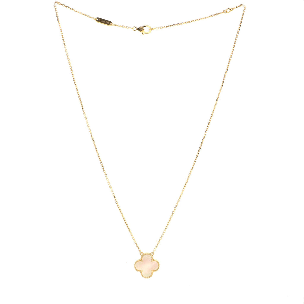 Vintage Alhambra Pendant Necklace 18K Yellow Gold and Mother of Pearl