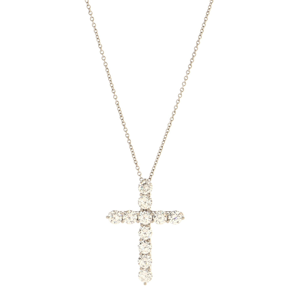 Cross Pendant Necklace Platinum and Diamonds Large